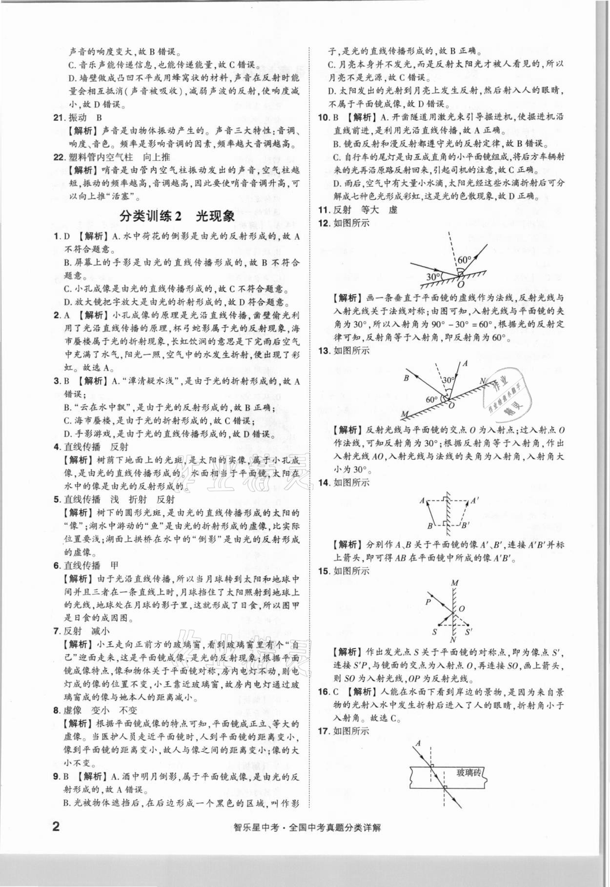 2021年智乐星中考真题分类物理 参考答案第2页