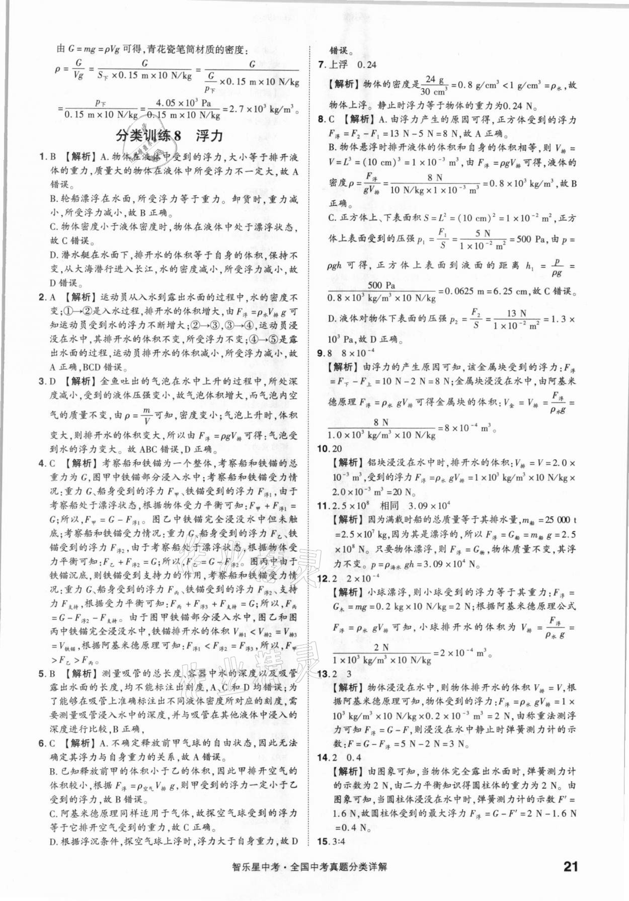 2021年智樂(lè)星中考真題分類物理&nbsp;參考答案第21頁(yè)