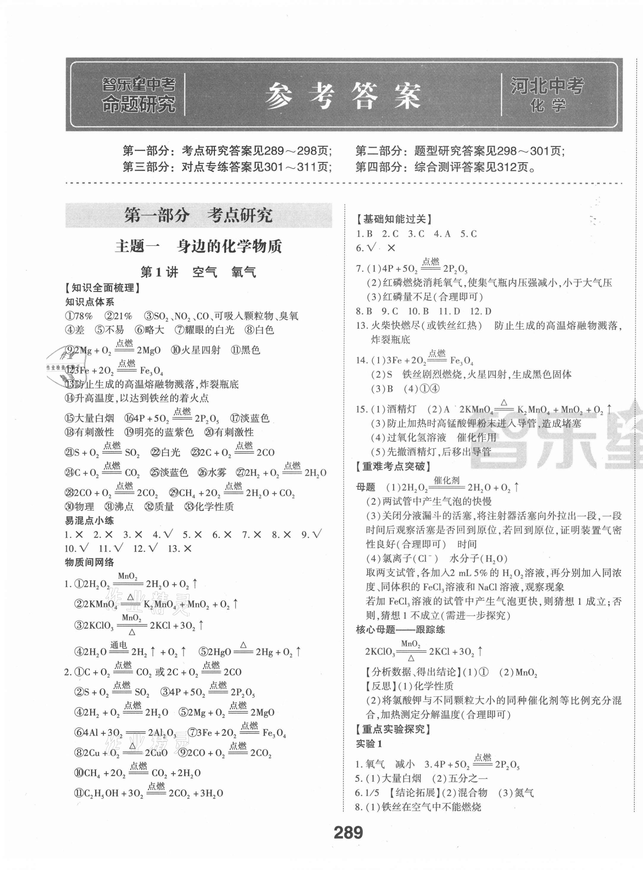 2021年智樂星中考命題研究化學(xué)河北專版 第1頁
