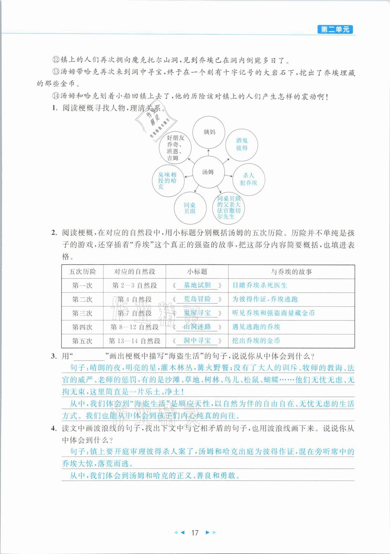 2021年小学语文学习好帮手六年级下册人教版 参考答案第17页