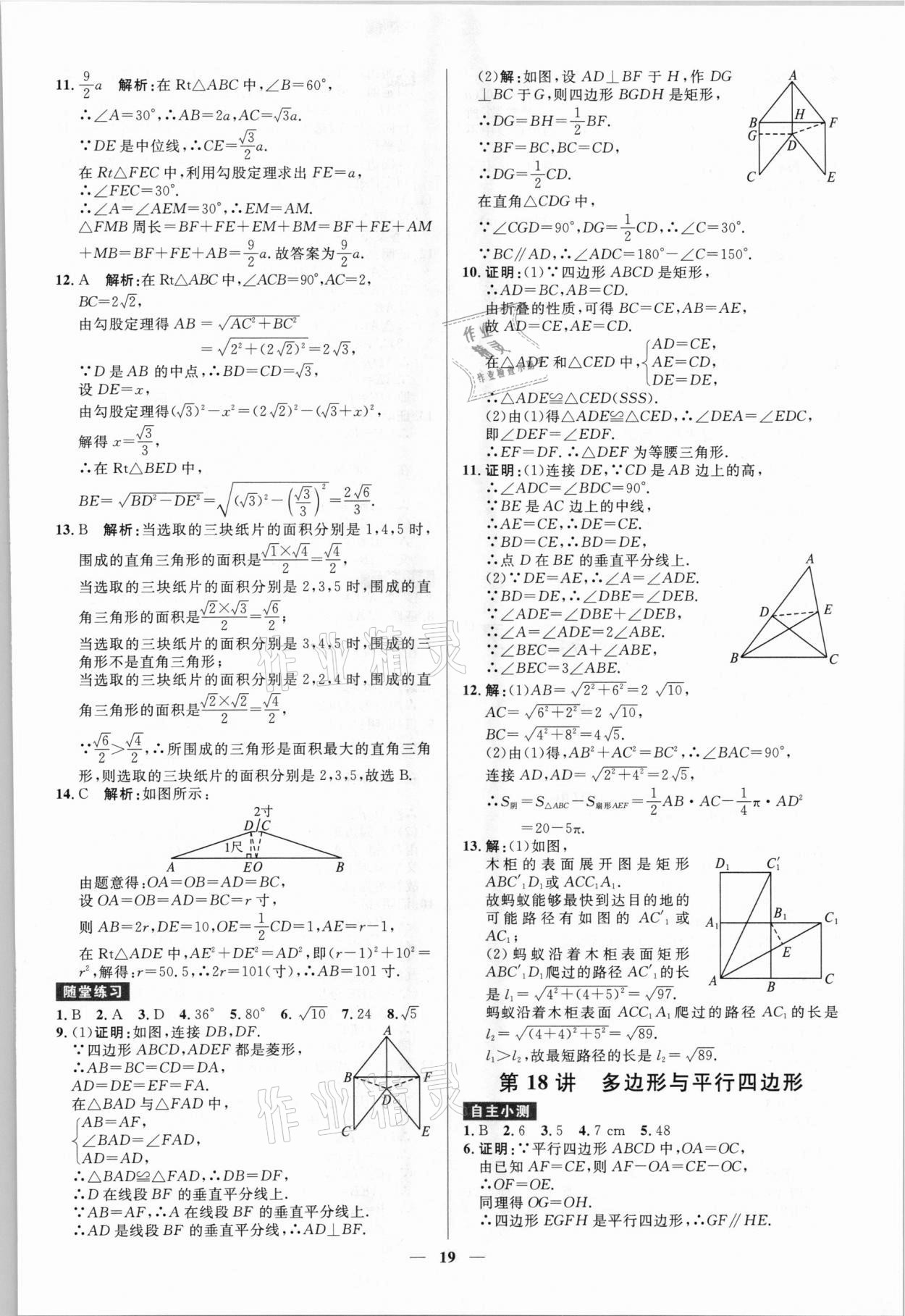 2021年赢在中考数学广东专版广州出版社 参考答案第19页