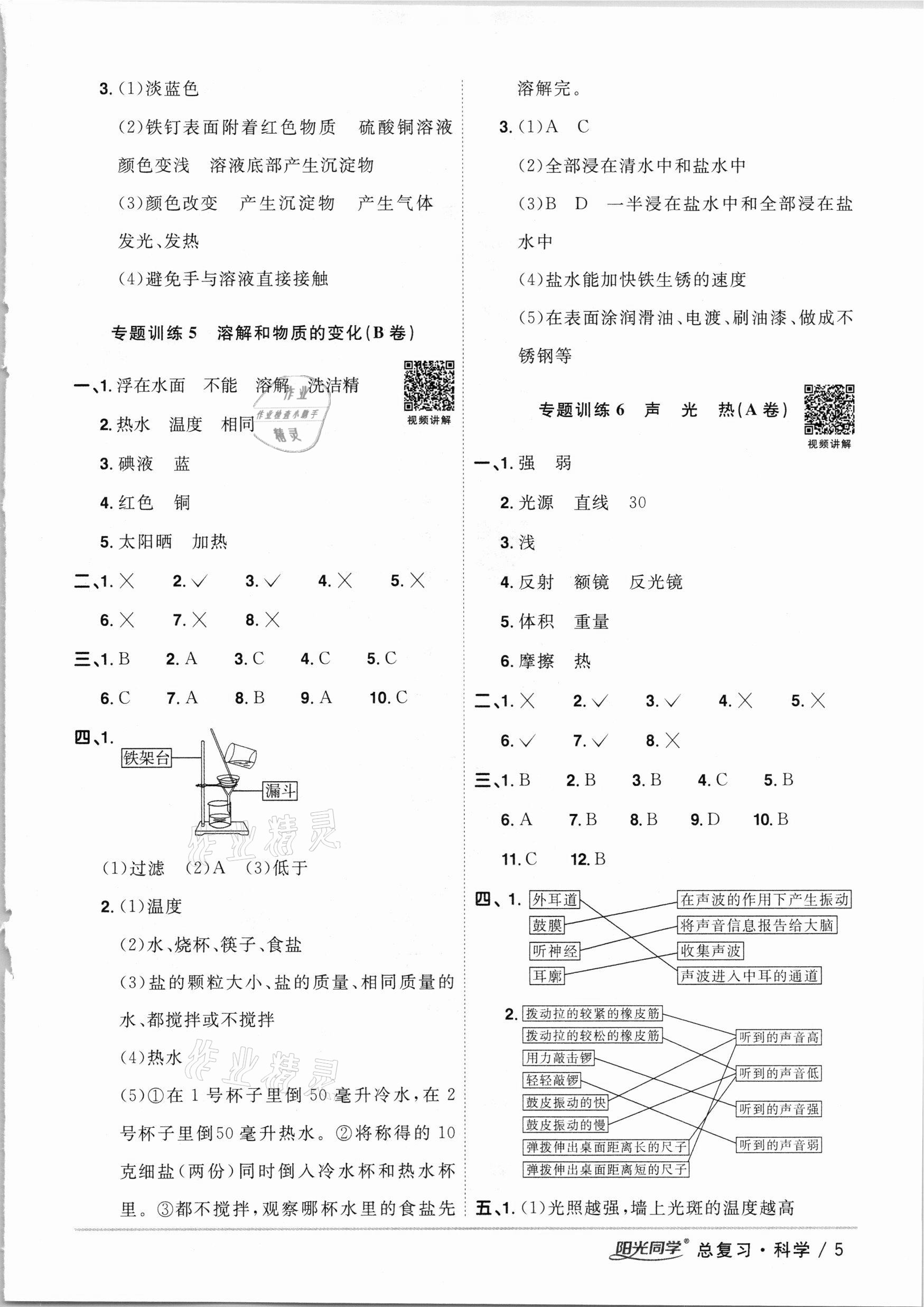 2021年宇軒圖書小學(xué)畢業(yè)升學(xué)系統(tǒng)總復(fù)習(xí)科學(xué) 參考答案第5頁