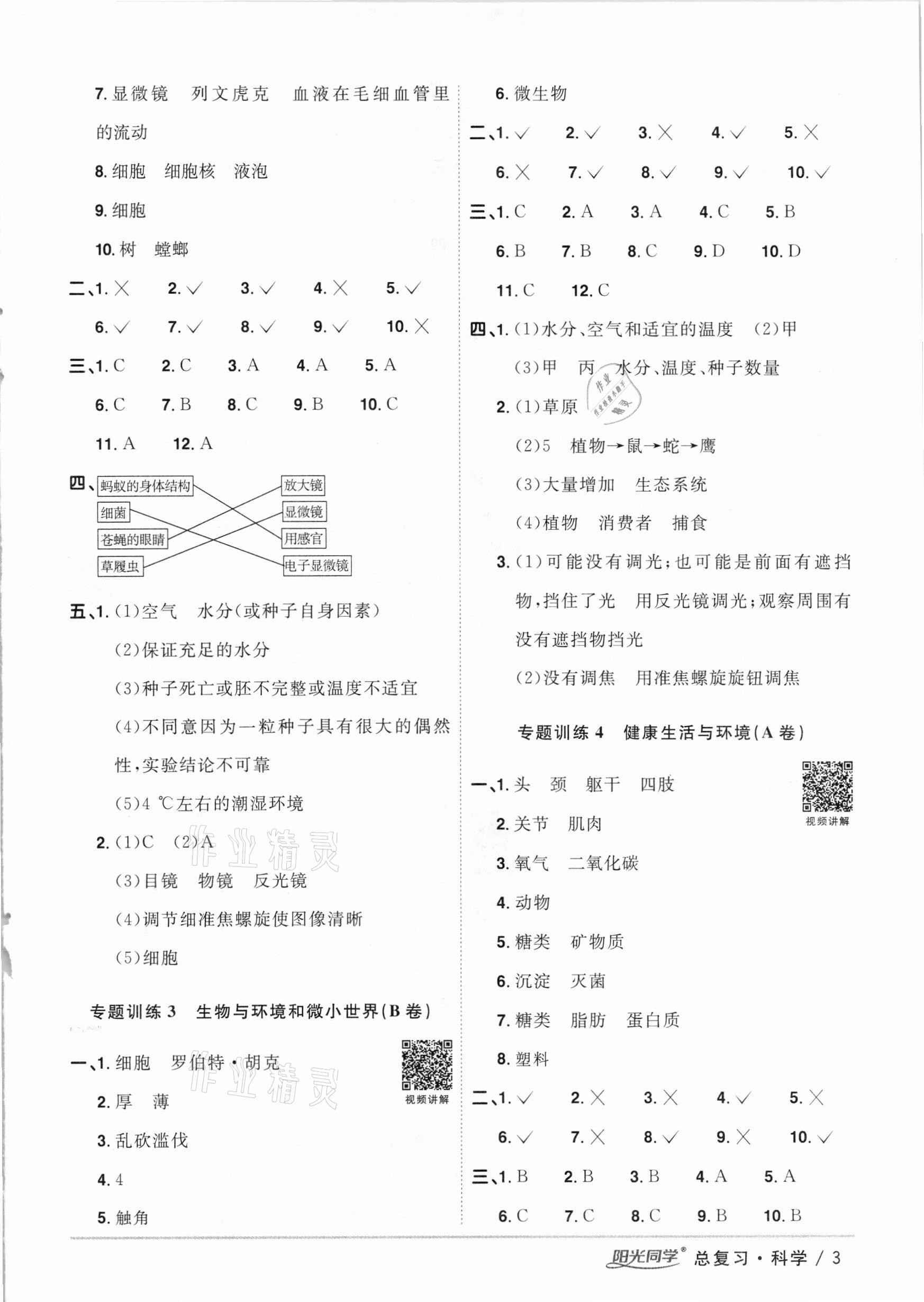 2021年宇軒圖書小學畢業(yè)升學系統(tǒng)總復習科學 參考答案第3頁