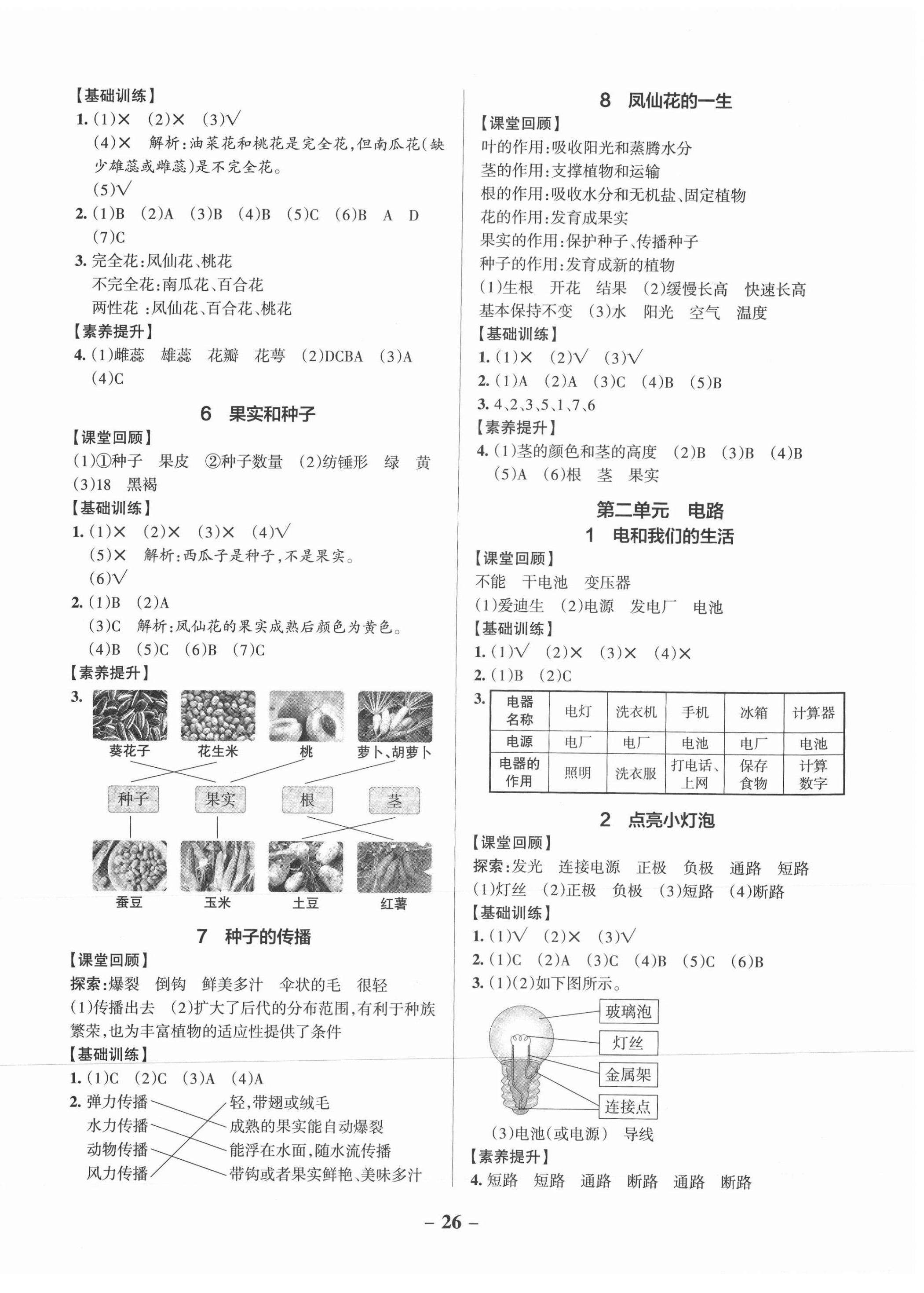 2021年小學學霸作業(yè)本四年級科學下冊教科版 參考答案第2頁