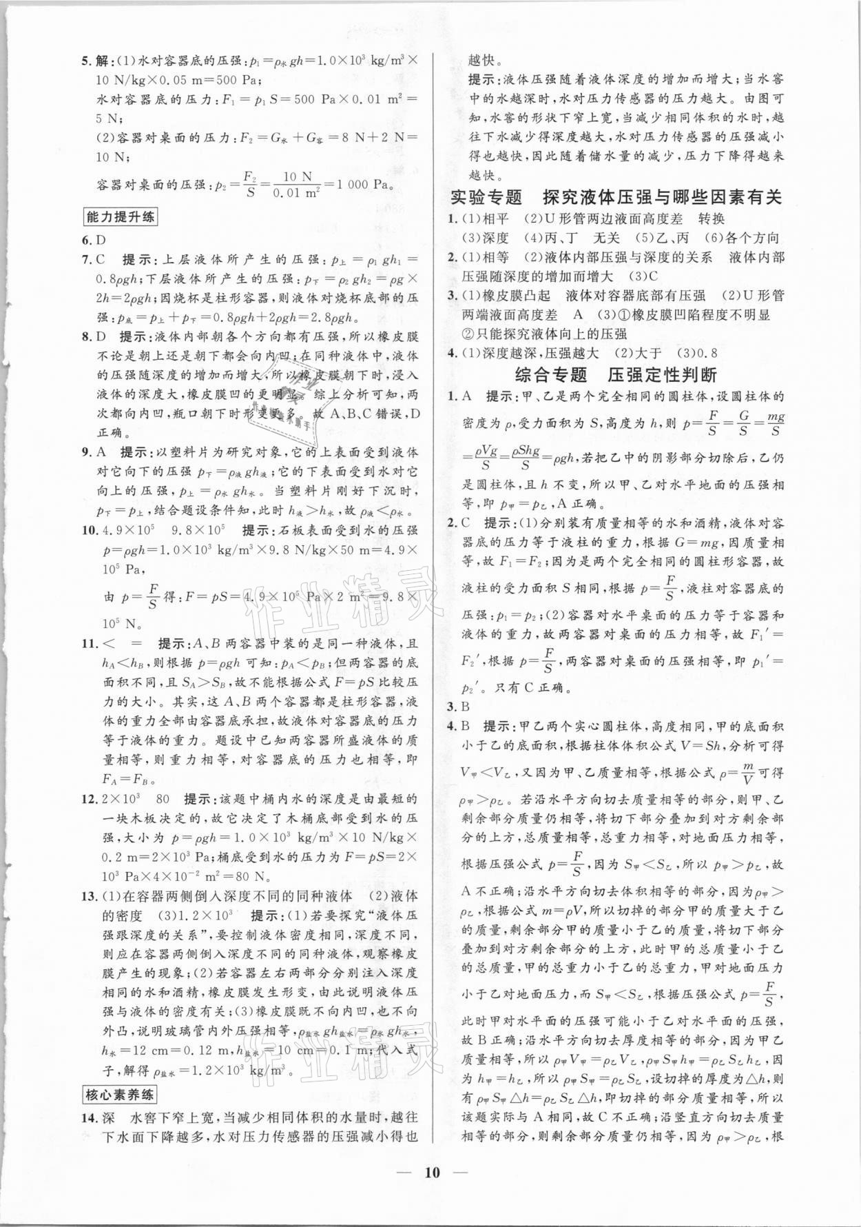 2021年正大圖書(shū)練測(cè)考八年級(jí)物理下冊(cè)魯科版54制 參考答案第10頁(yè)