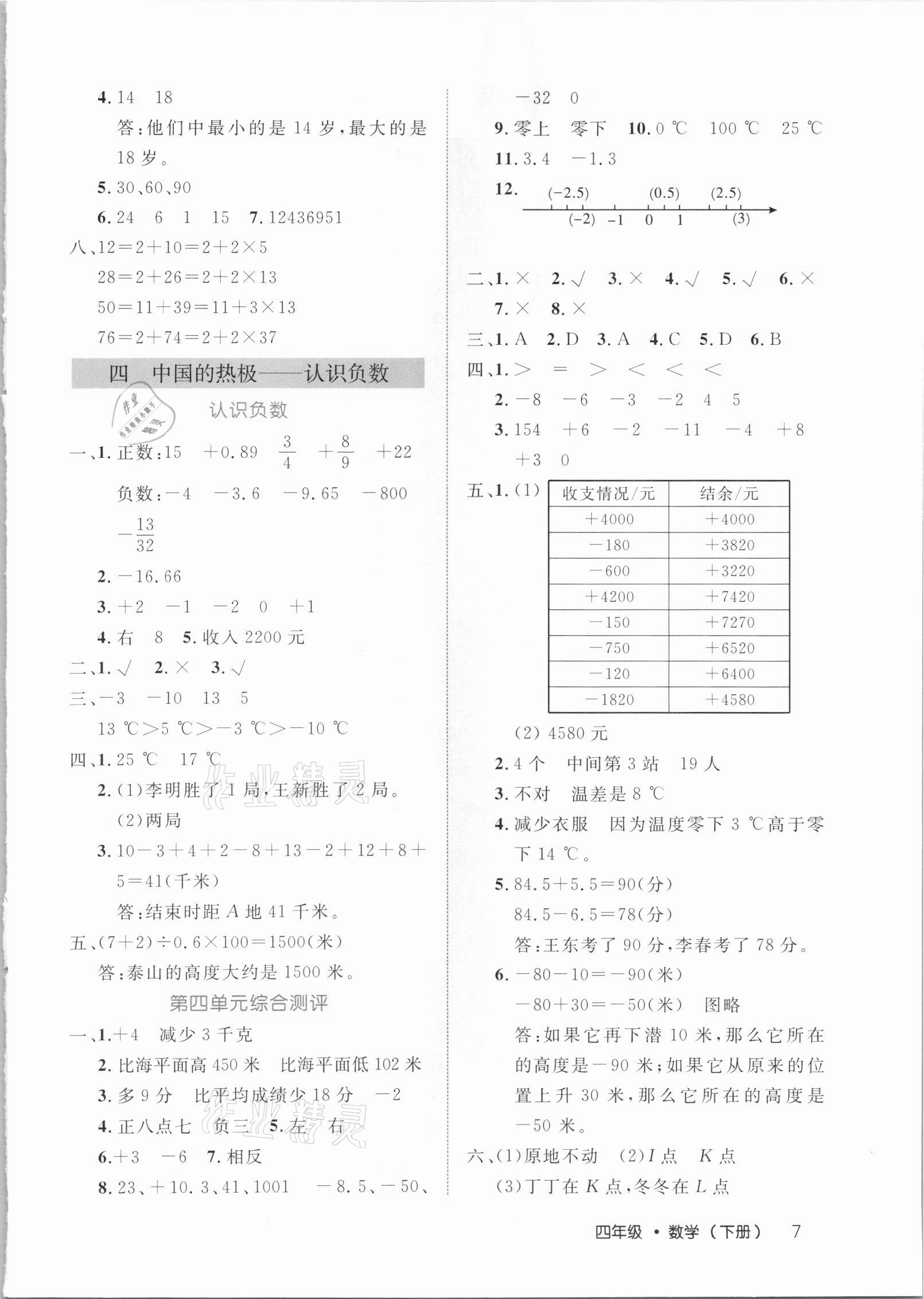 2021年细解巧练四年级数学下册青岛版54制 参考答案第7页