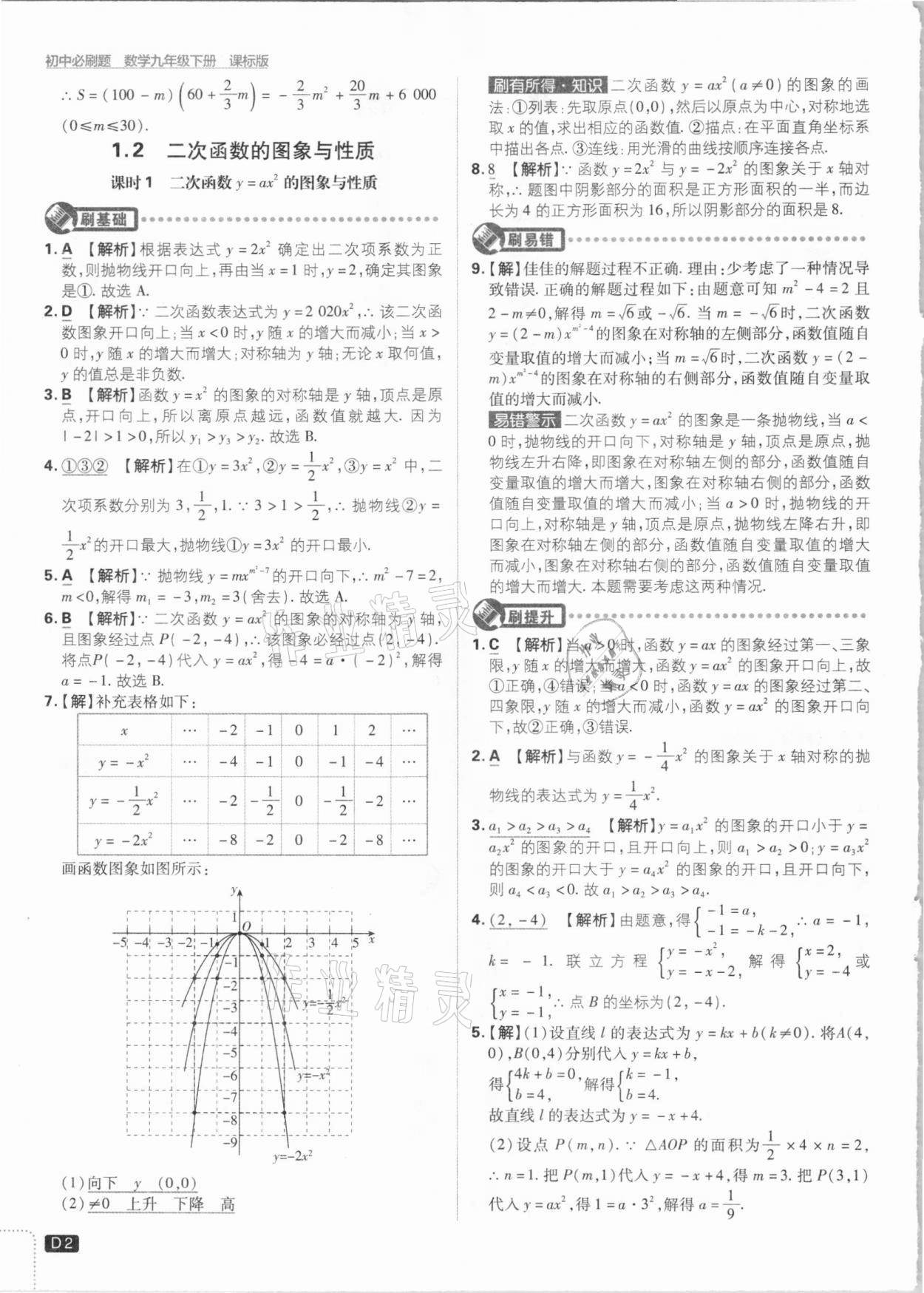 2021年初中必刷題九年級(jí)數(shù)學(xué)下冊(cè)湘教版 參考答案第2頁(yè)