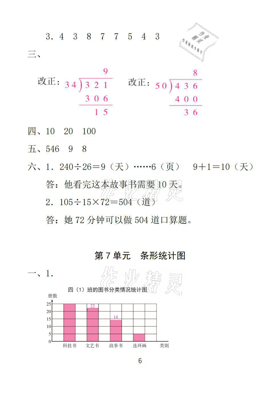 2021年一線名師總復(fù)習(xí)寒假作業(yè)四年級(jí)數(shù)學(xué)人教版海南出版社 參考答案第6頁