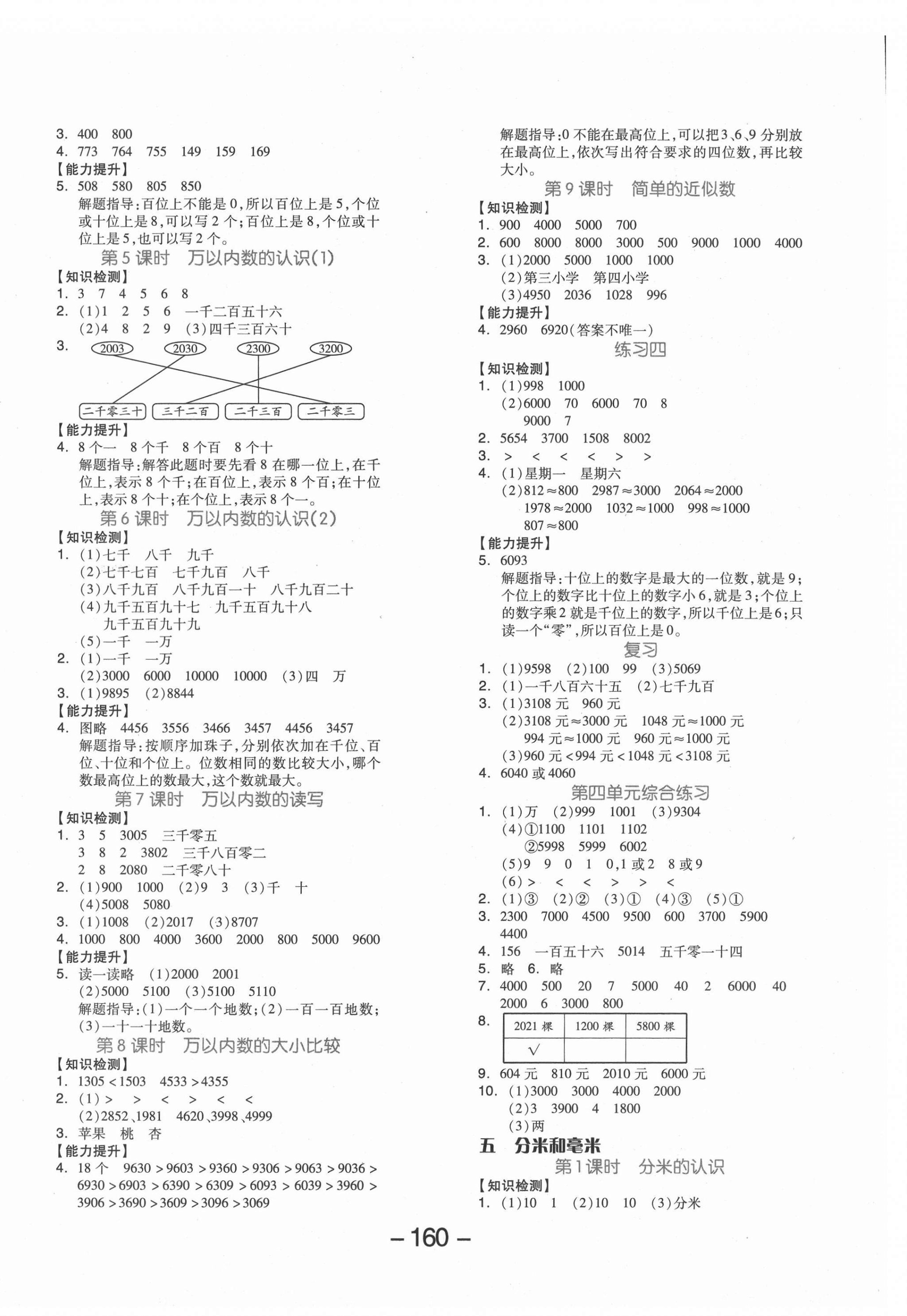 2021年全品学练考二年级数学下册苏教版邵阳专版 参考答案第4页