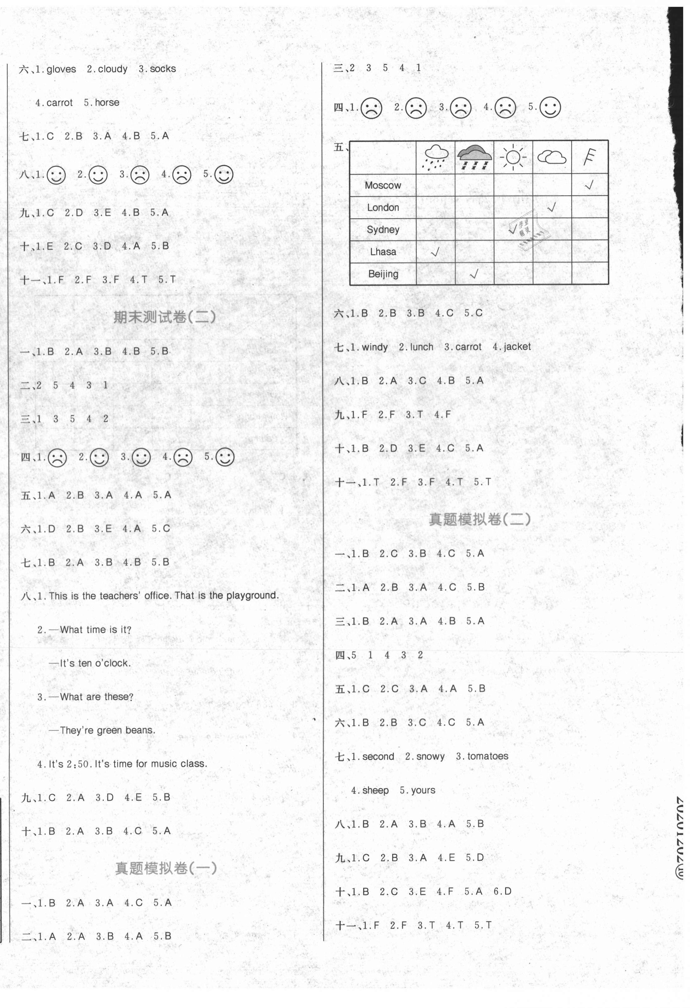 2021年黄冈名卷四年级英语下册人教PEP版济宁专版 第4页