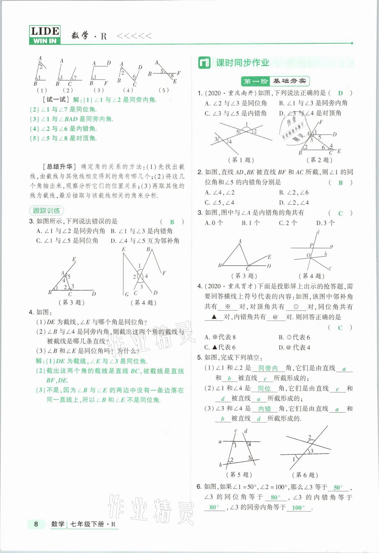 2021年高分突破課時(shí)達(dá)標(biāo)講練測(cè)七年級(jí)數(shù)學(xué)下冊(cè)人教版 參考答案第8頁(yè)