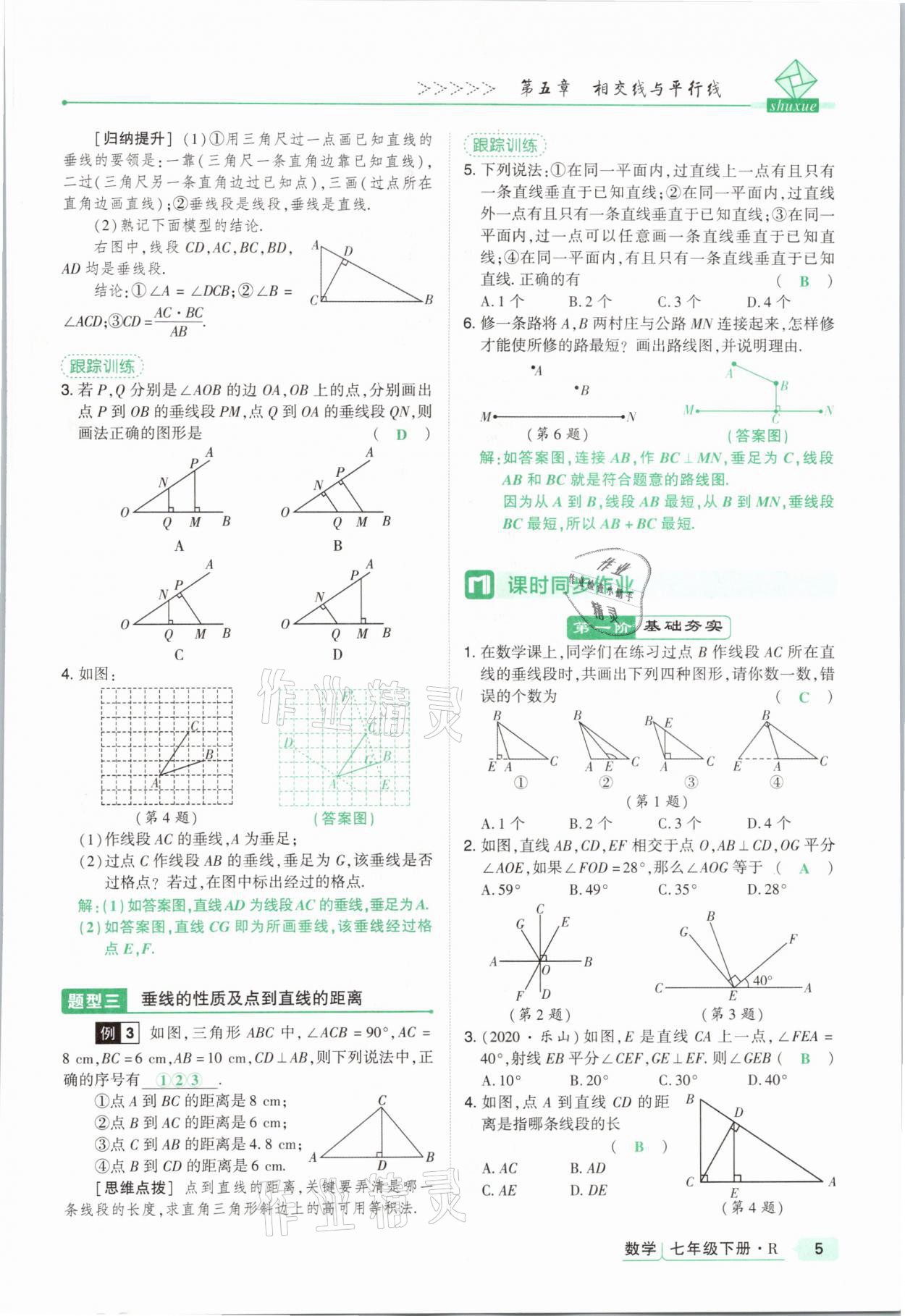 2021年高分突破課時(shí)達(dá)標(biāo)講練測(cè)七年級(jí)數(shù)學(xué)下冊(cè)人教版 參考答案第5頁(yè)