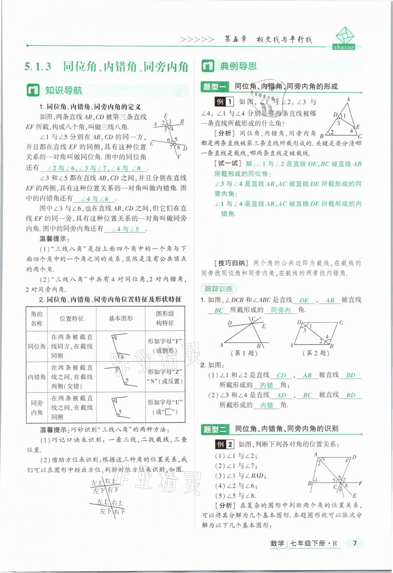 2021年高分突破課時達標講練測七年級數(shù)學(xué)下冊人教版 參考答案第7頁