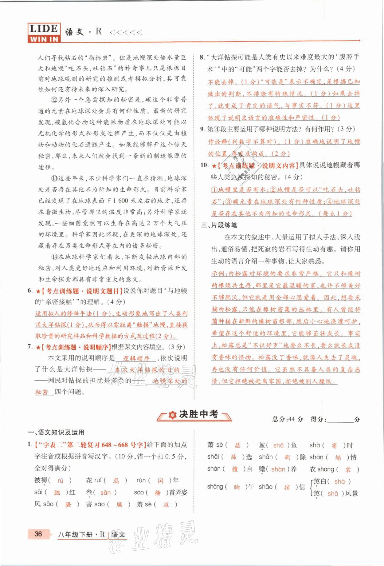 2021年高分突破課時(shí)達(dá)標(biāo)講練測(cè)八年級(jí)語(yǔ)文下冊(cè)人教版 參考答案第36頁(yè)