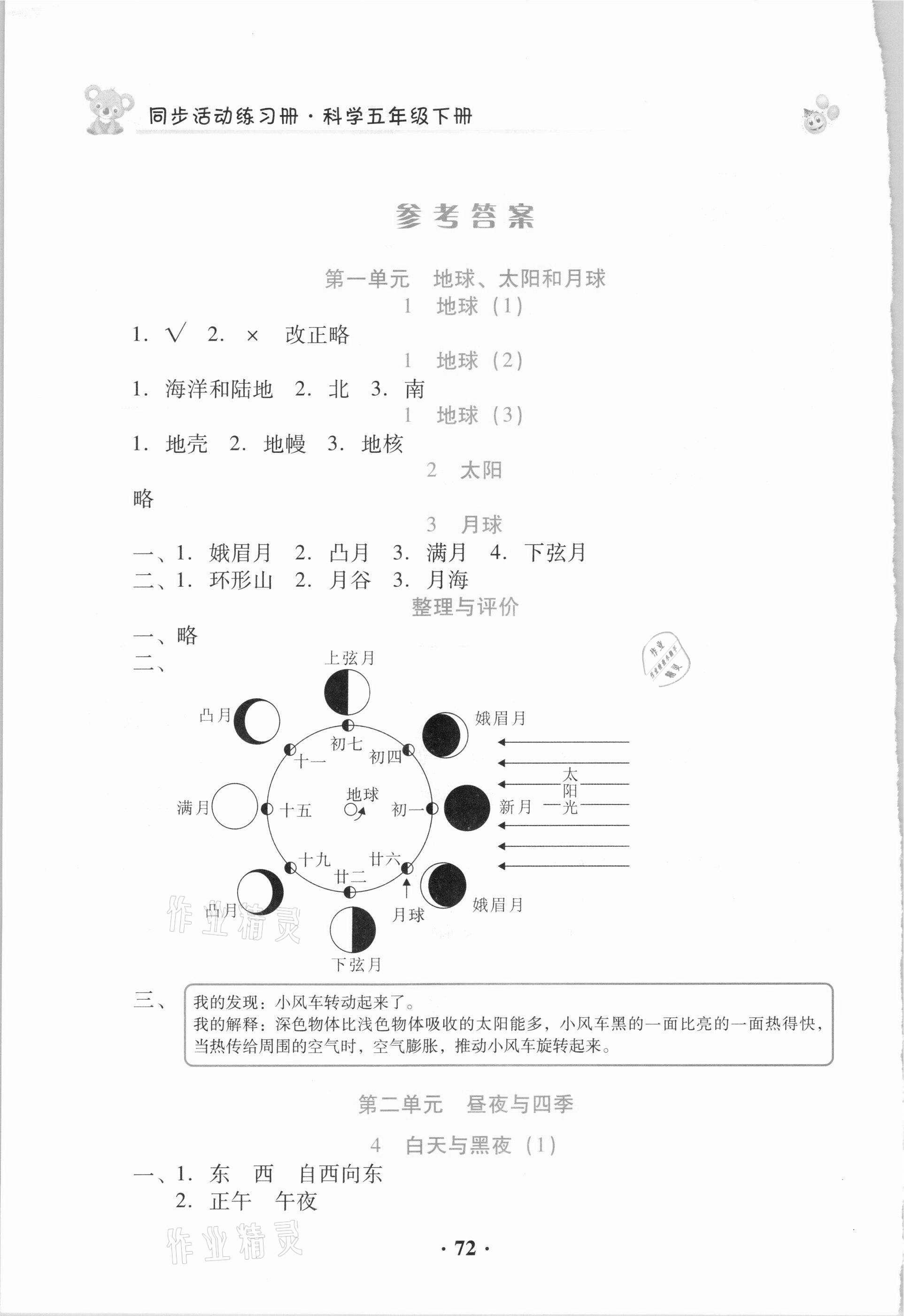 2021年同步活動(dòng)練習(xí)冊(cè)五年級(jí)科學(xué)下冊(cè)科粵版 參考答案第1頁(yè)