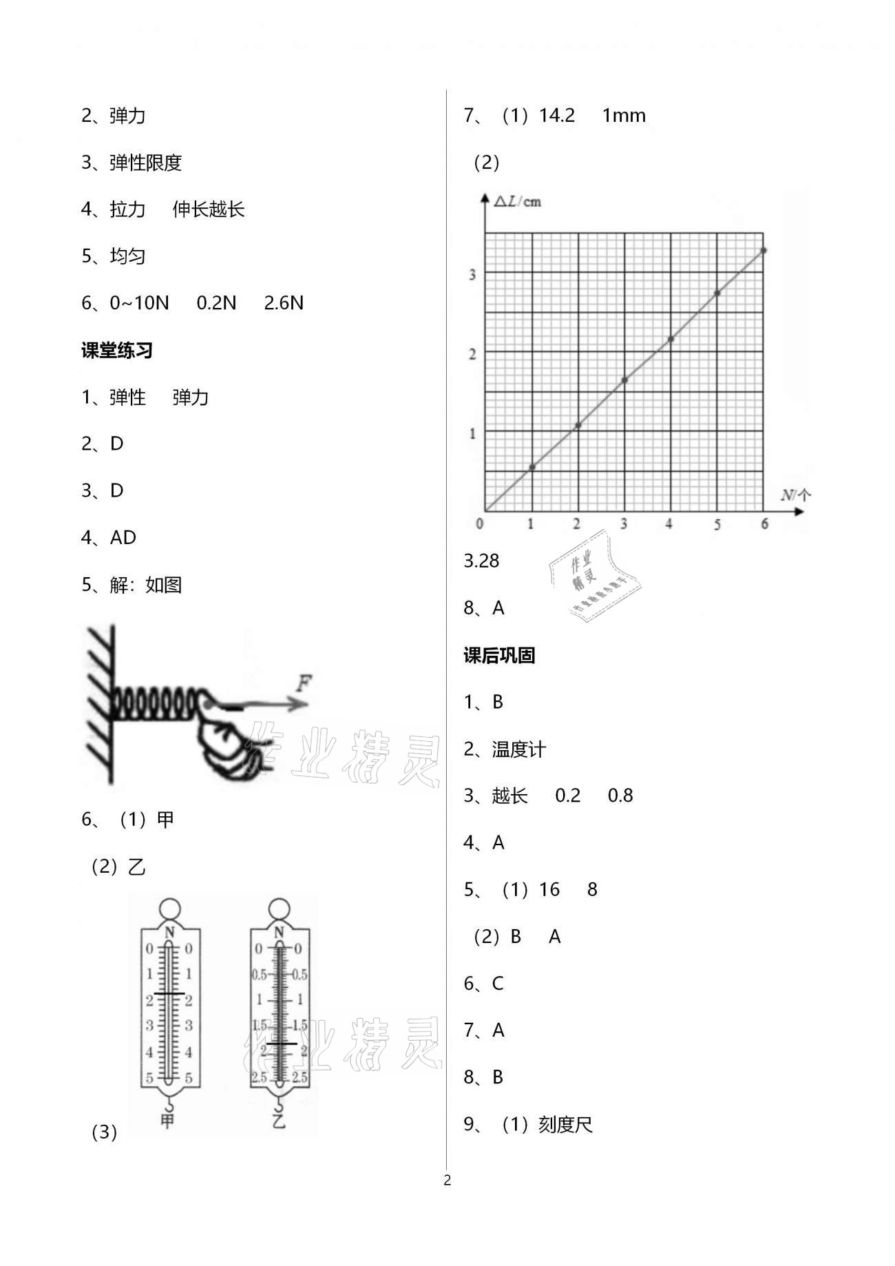 2021年基礎(chǔ)訓(xùn)練八年級物理下冊人教版大象出版社 參考答案第2頁