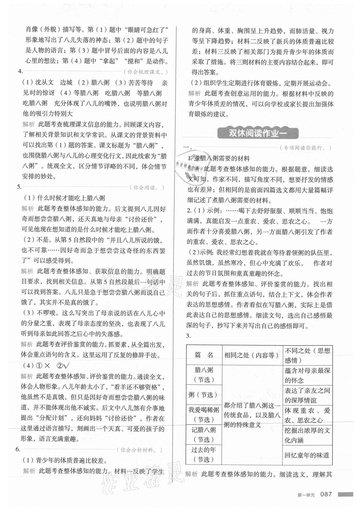 2021年我愛寫作業(yè)六年級語文下冊人教版江西專版 參考答案第2頁