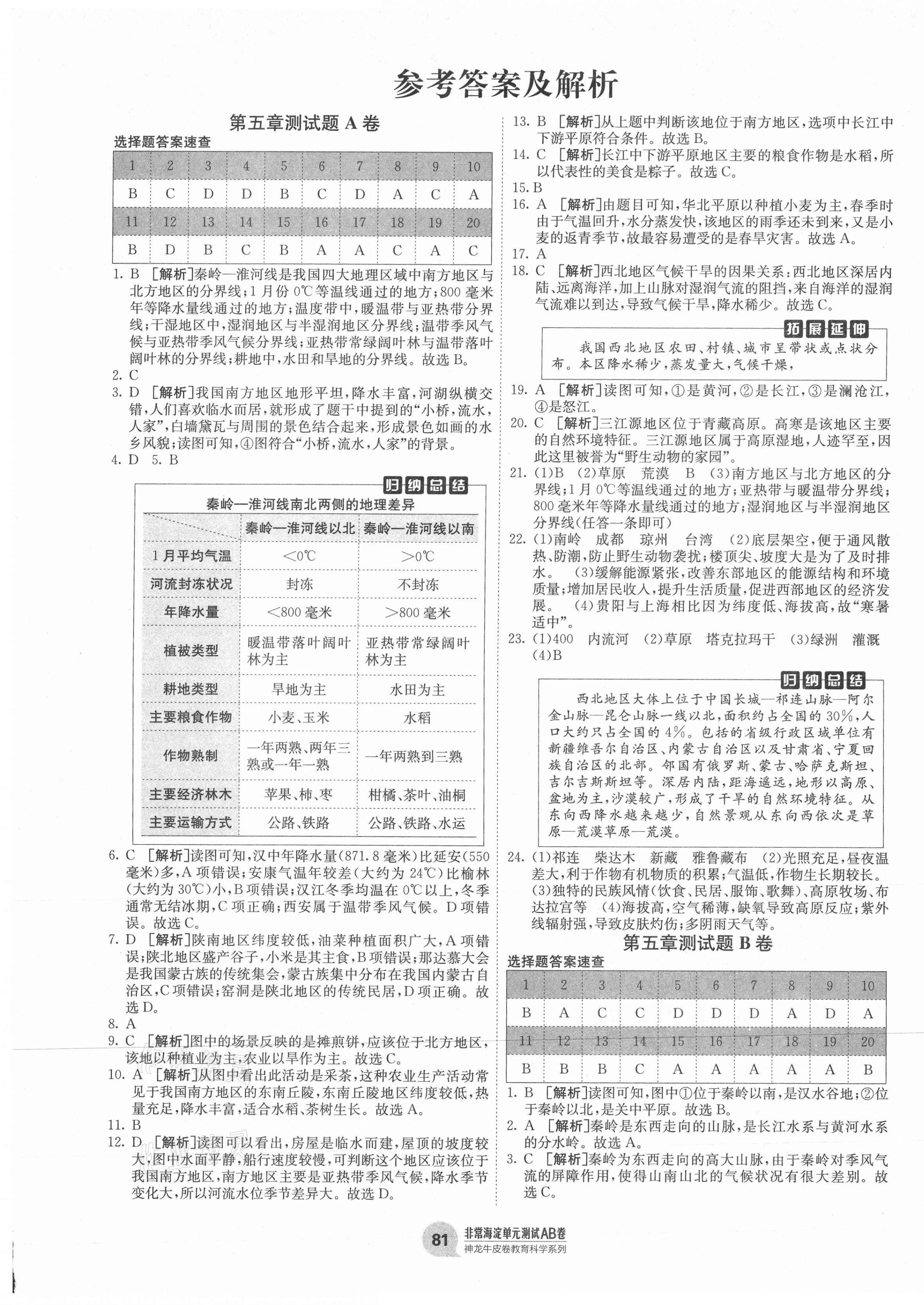 2021年海淀單元測試AB卷八年級(jí)地理下冊(cè)湘教版 第1頁