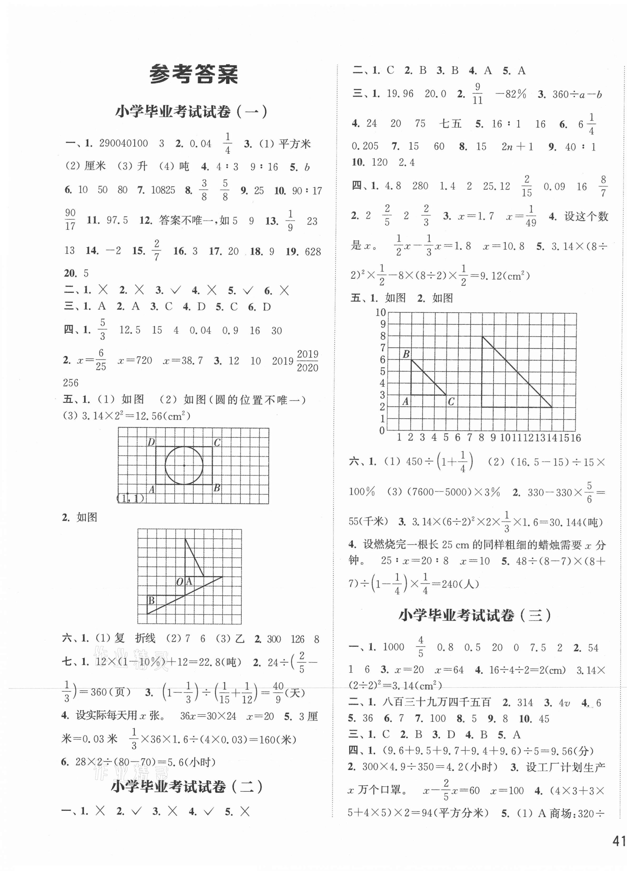 2021年小學(xué)畢業(yè)考試試卷精編數(shù)學(xué) 第1頁