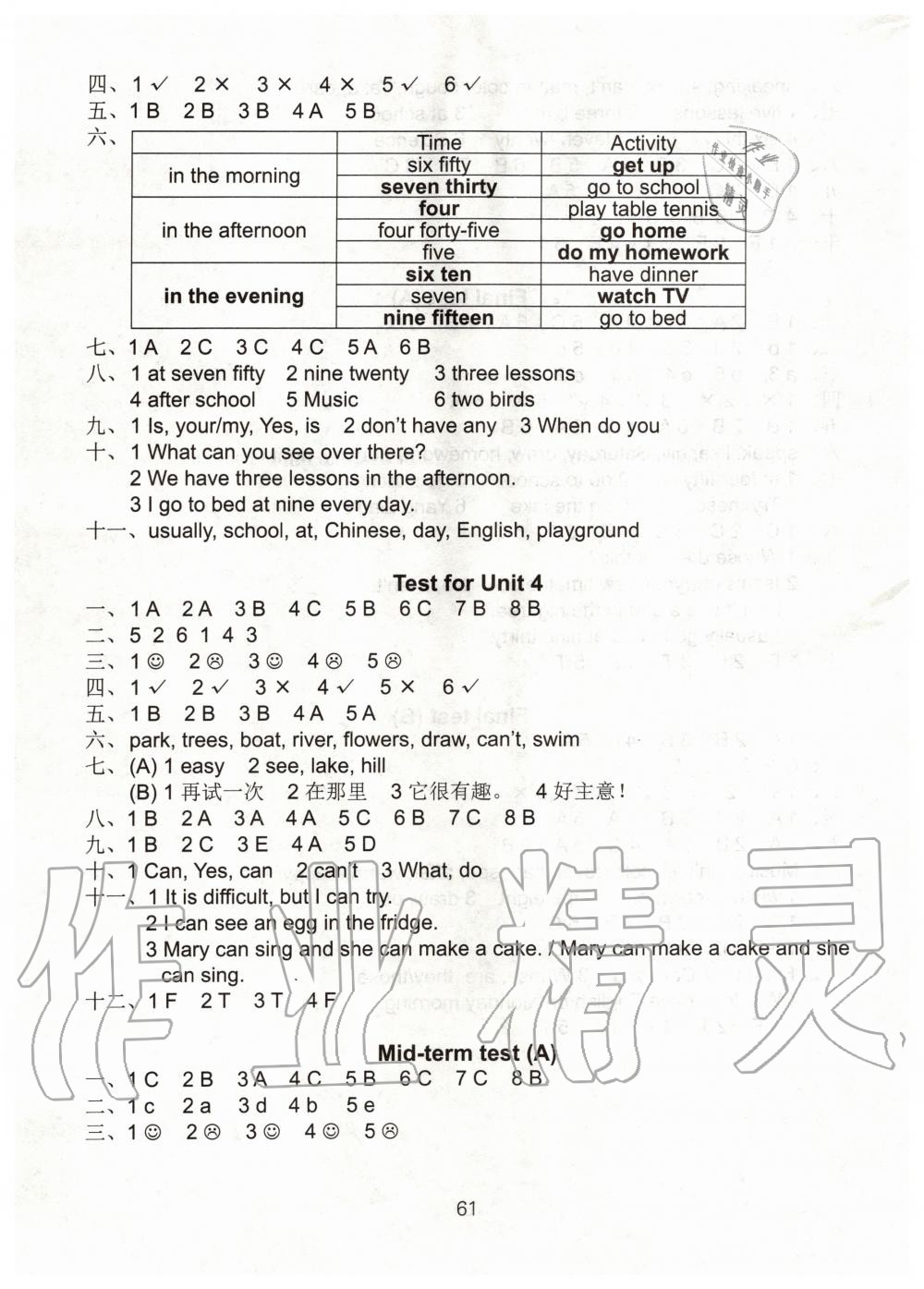 2021年練習(xí)與測(cè)試四年級(jí)英語下冊(cè)譯林版 參考答案第2頁