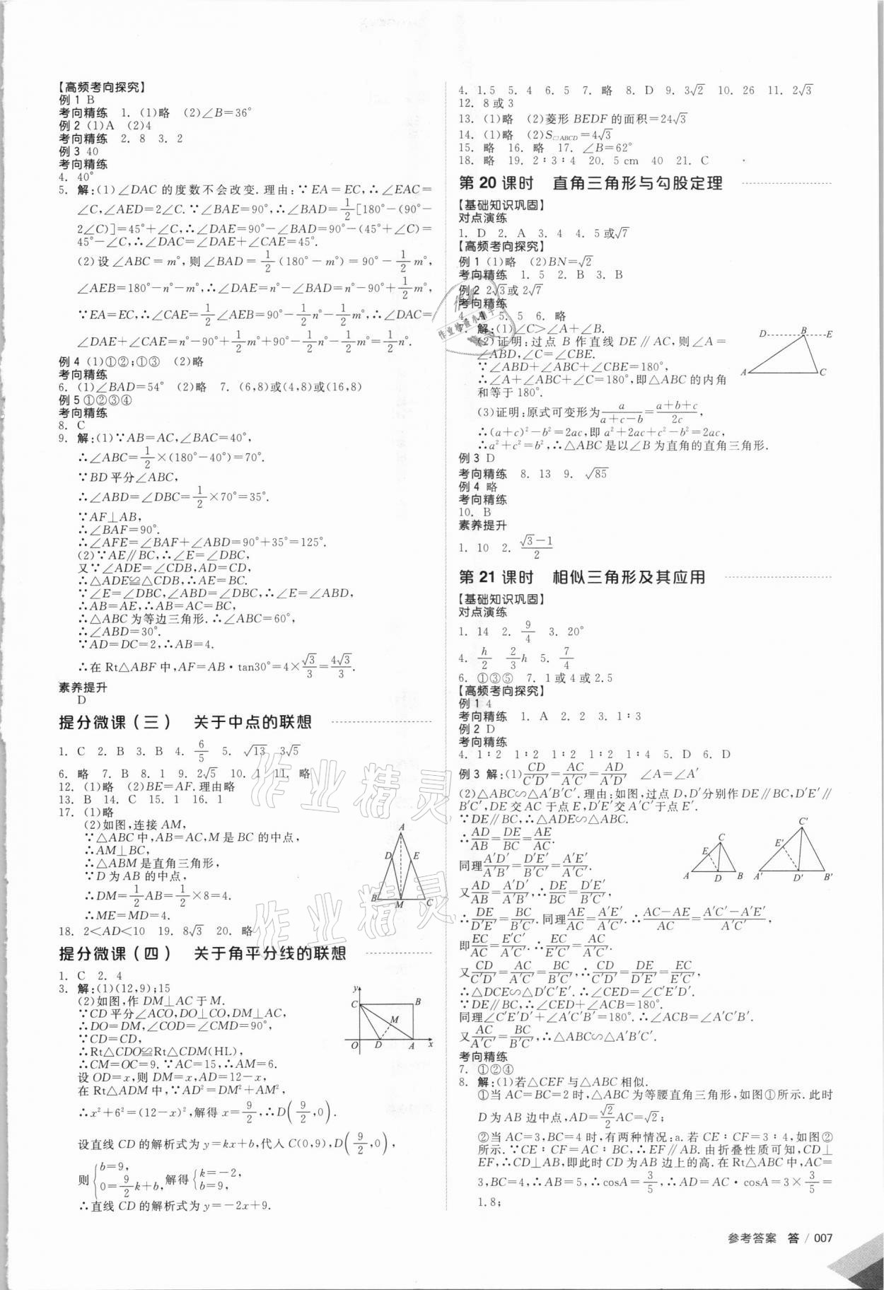 2021年全品中考復習方案數(shù)學北師大版 參考答案第8頁