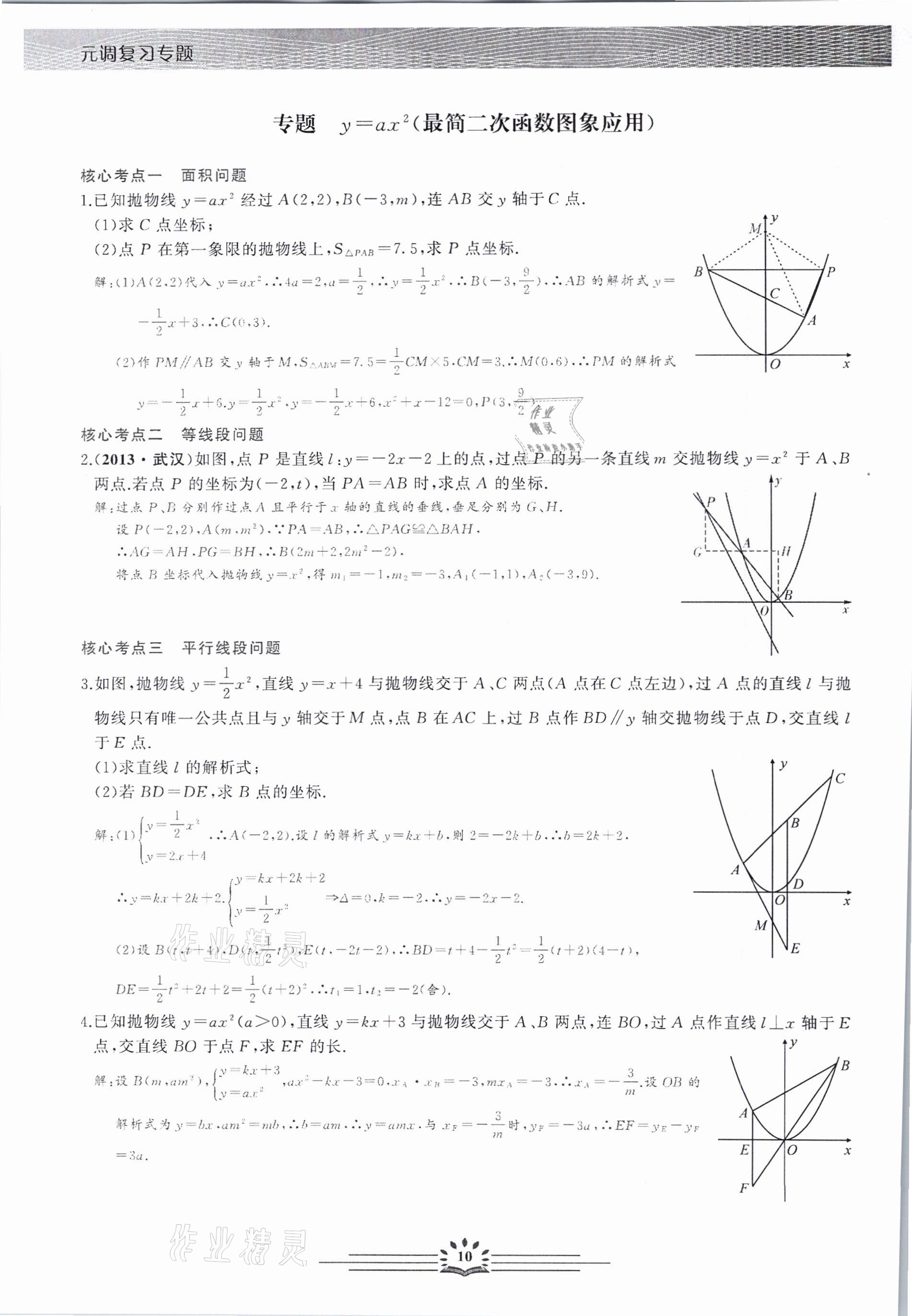 2021年思維新觀察元調(diào)專題復(fù)習(xí)數(shù)學(xué)中考人教版 參考答案第10頁