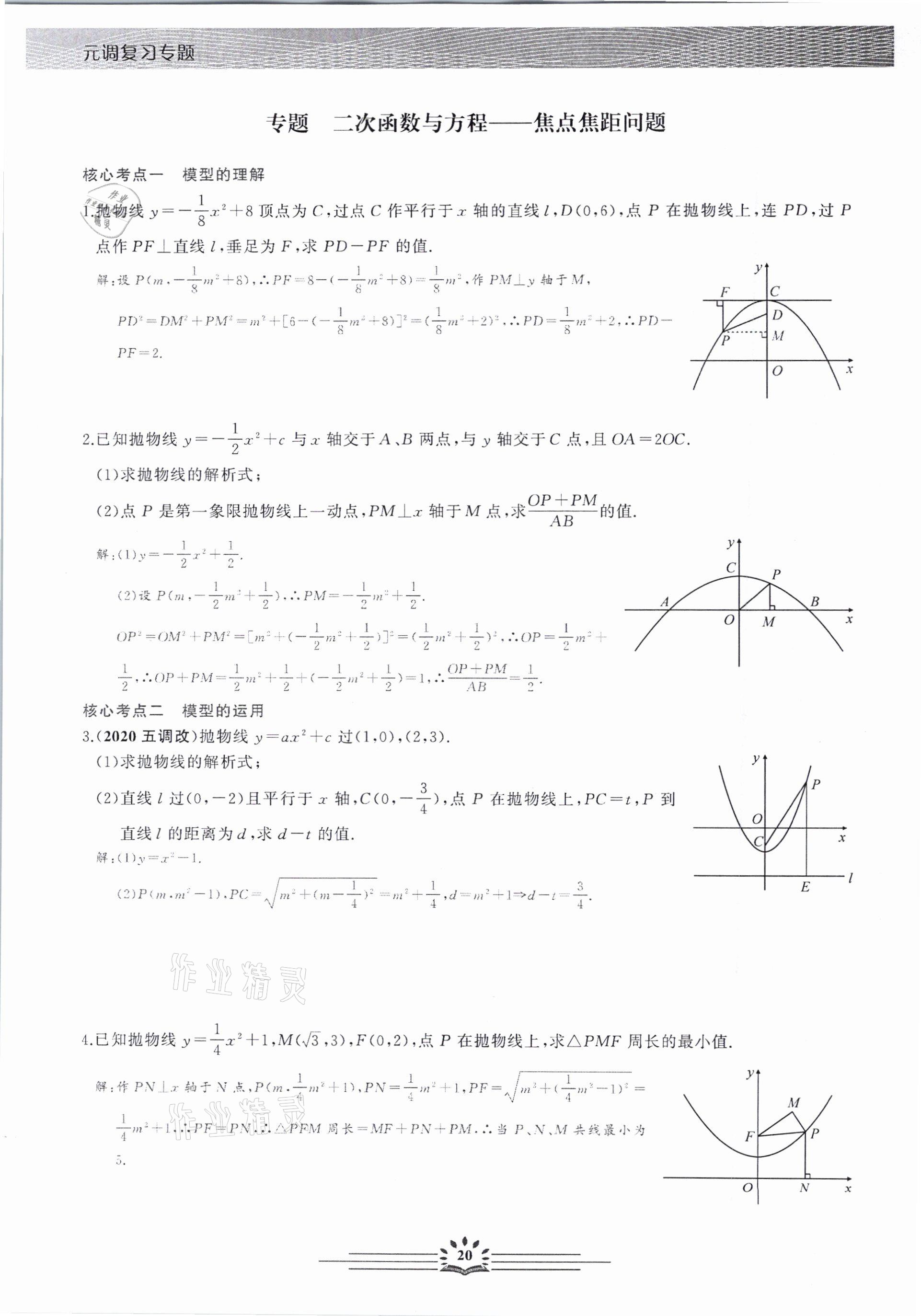 2021年思維新觀察元調(diào)專題復(fù)習(xí)數(shù)學(xué)中考人教版 參考答案第20頁