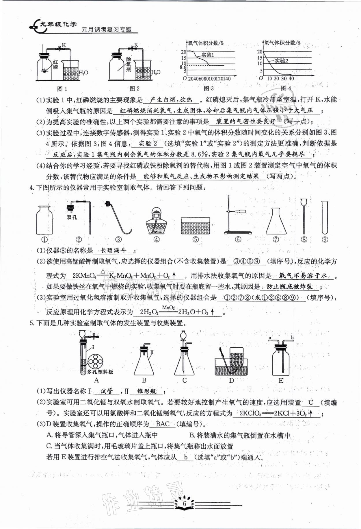 2021年思維新觀察元調專題復習化學中考人教版 參考答案第6頁