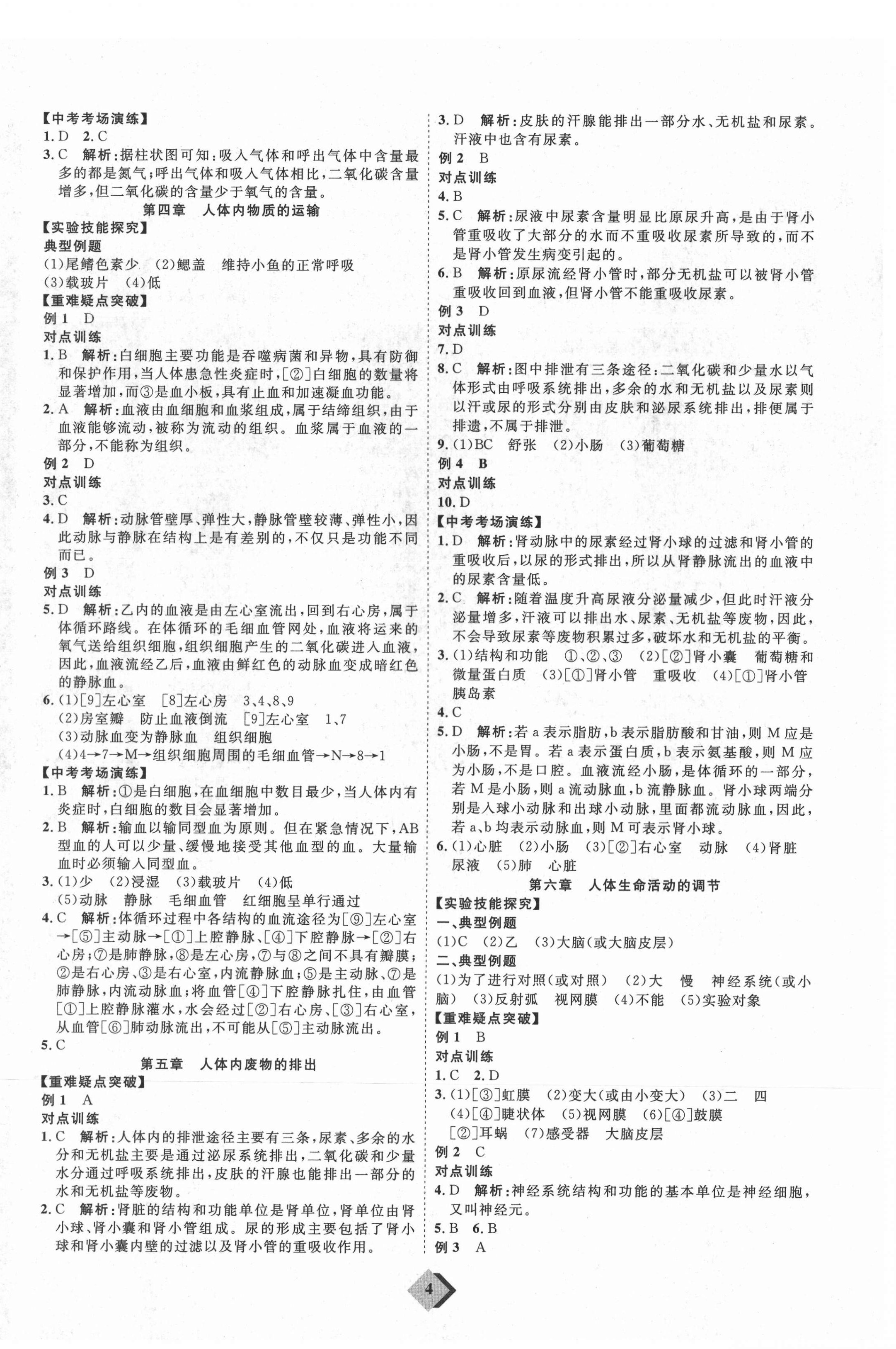 2021年優(yōu)加學(xué)案贏在中考生物魯教版54制 參考答案第4頁(yè)