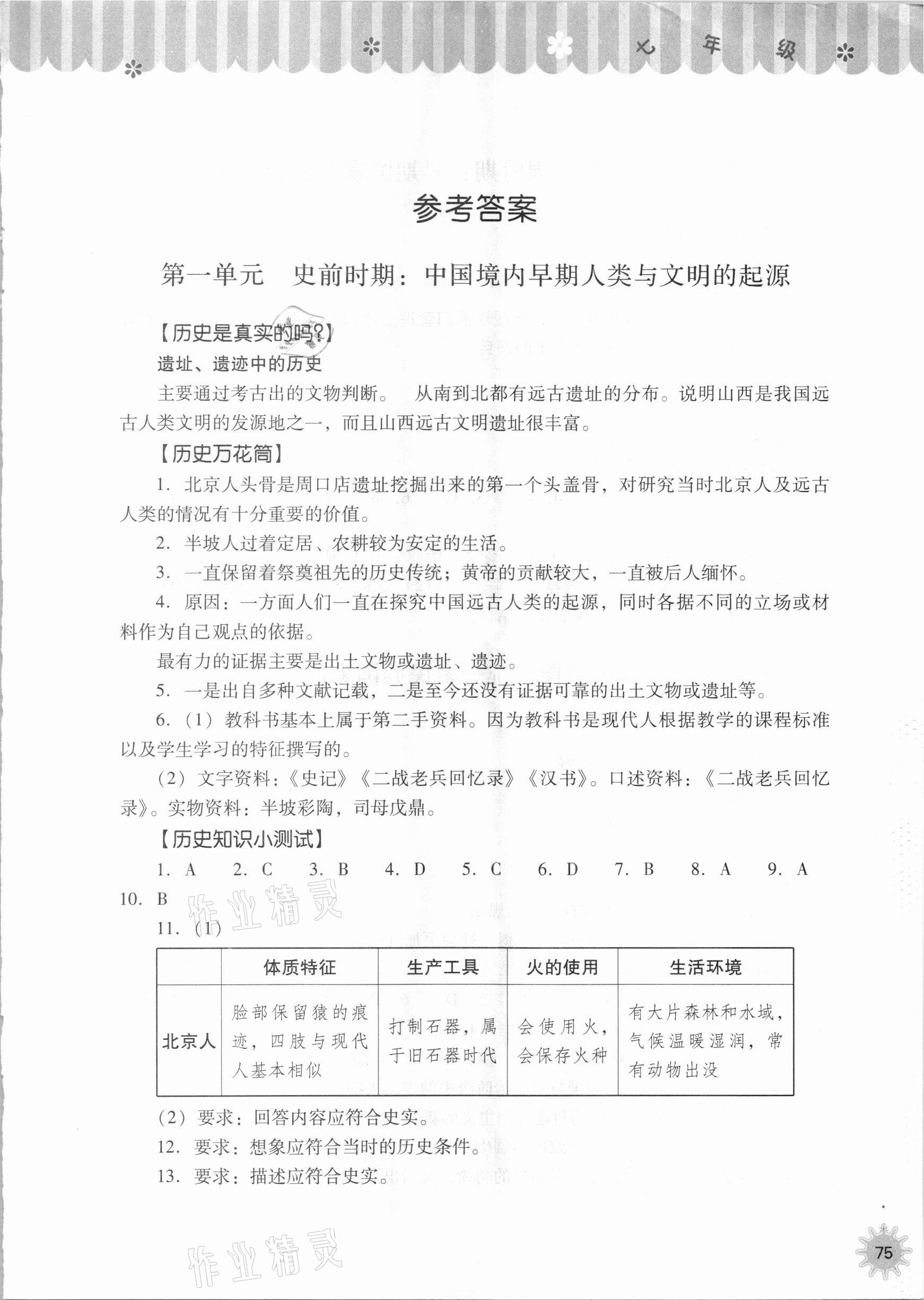 2021年快樂寒假七年級歷史山西教育出版社 第1頁