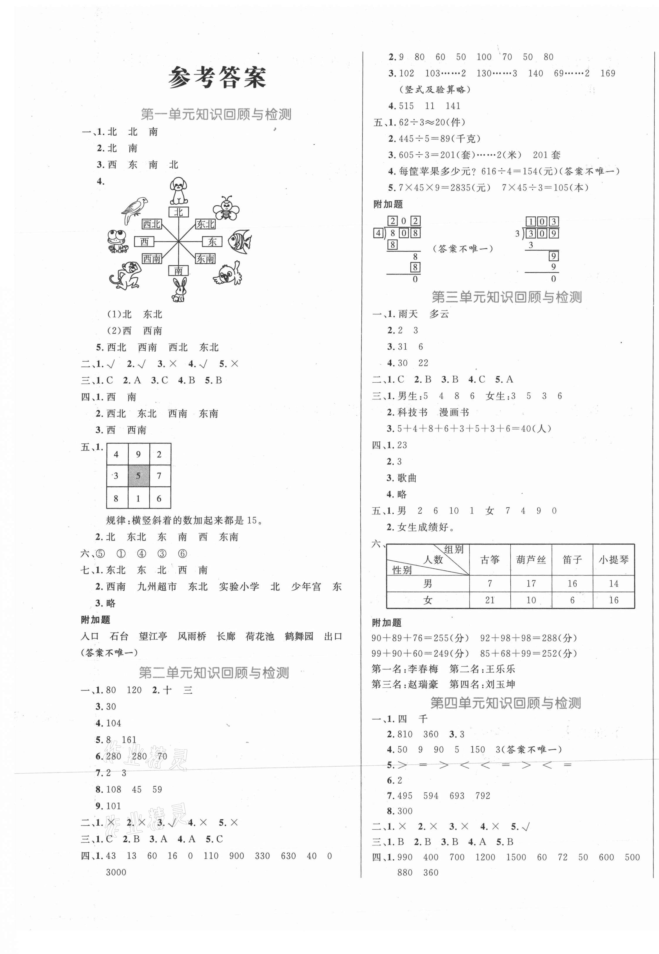 2021年黃岡名卷三年級數學下冊人教版新疆專版 第1頁