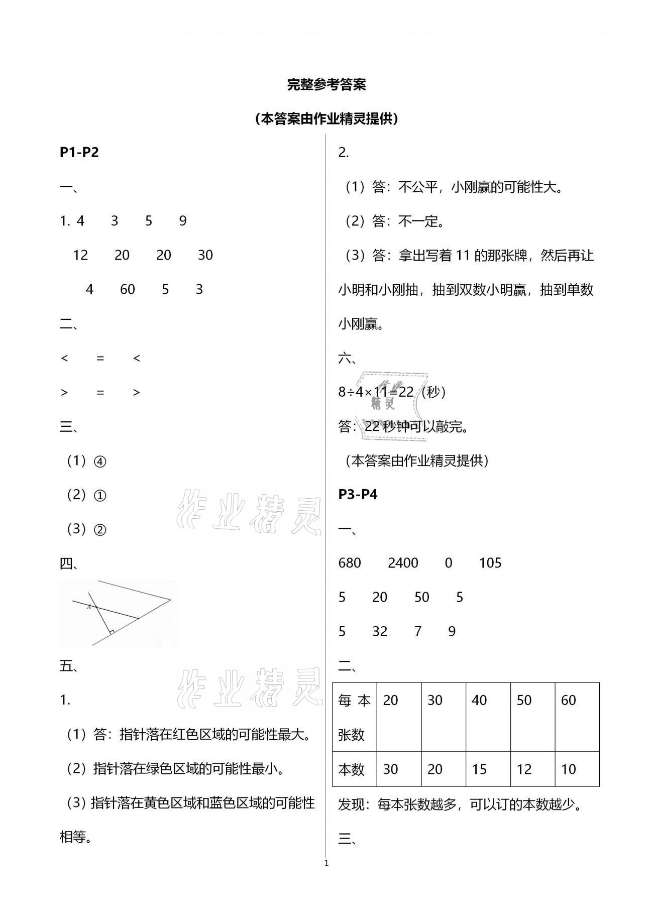 2021年新課堂假期生活寒假用書四年級數(shù)學江蘇版北京教育出版社 參考答案第1頁