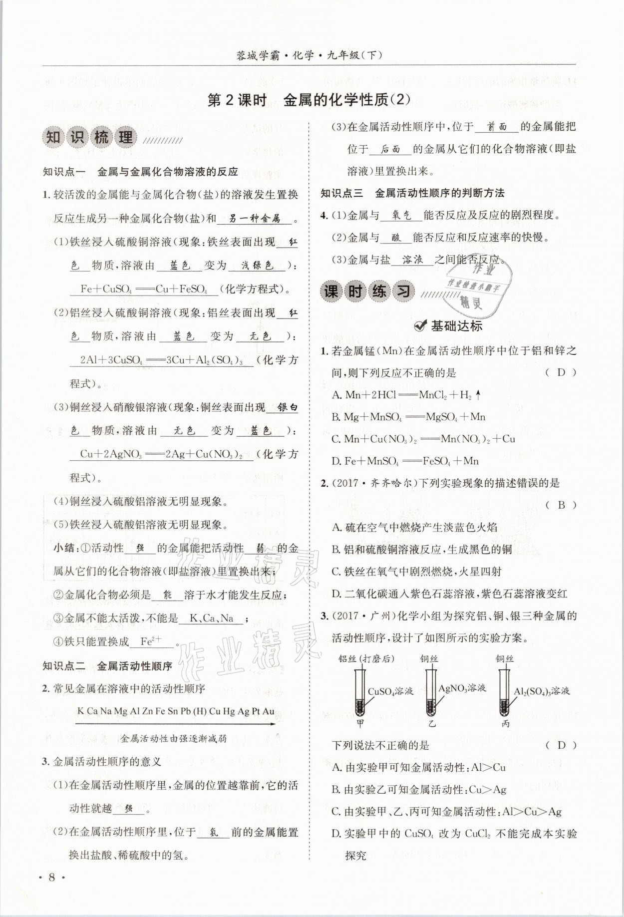 2021年蓉城學(xué)霸九年級化學(xué)下冊人教版 第8頁