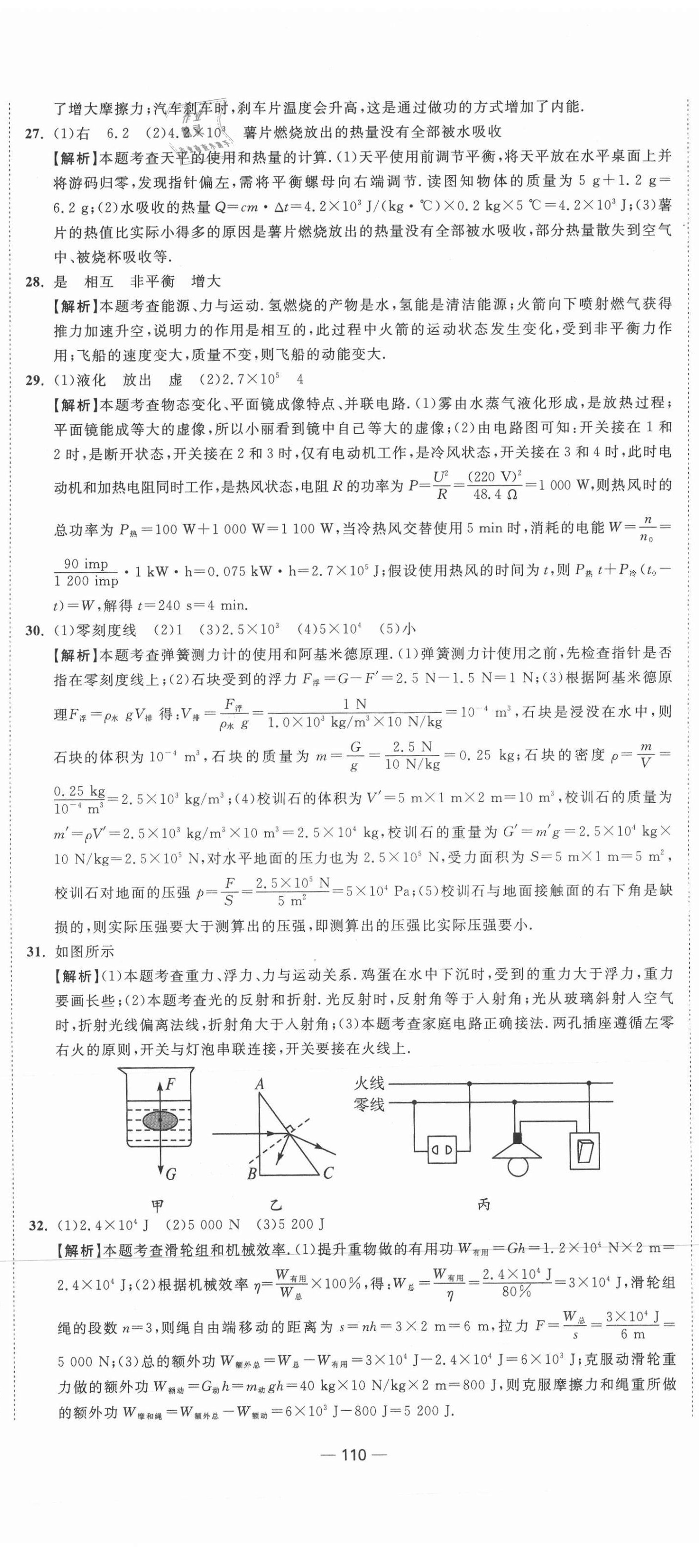 2021年中考合唱團(tuán)江蘇中考真題卷18套物理 參考答案第2頁