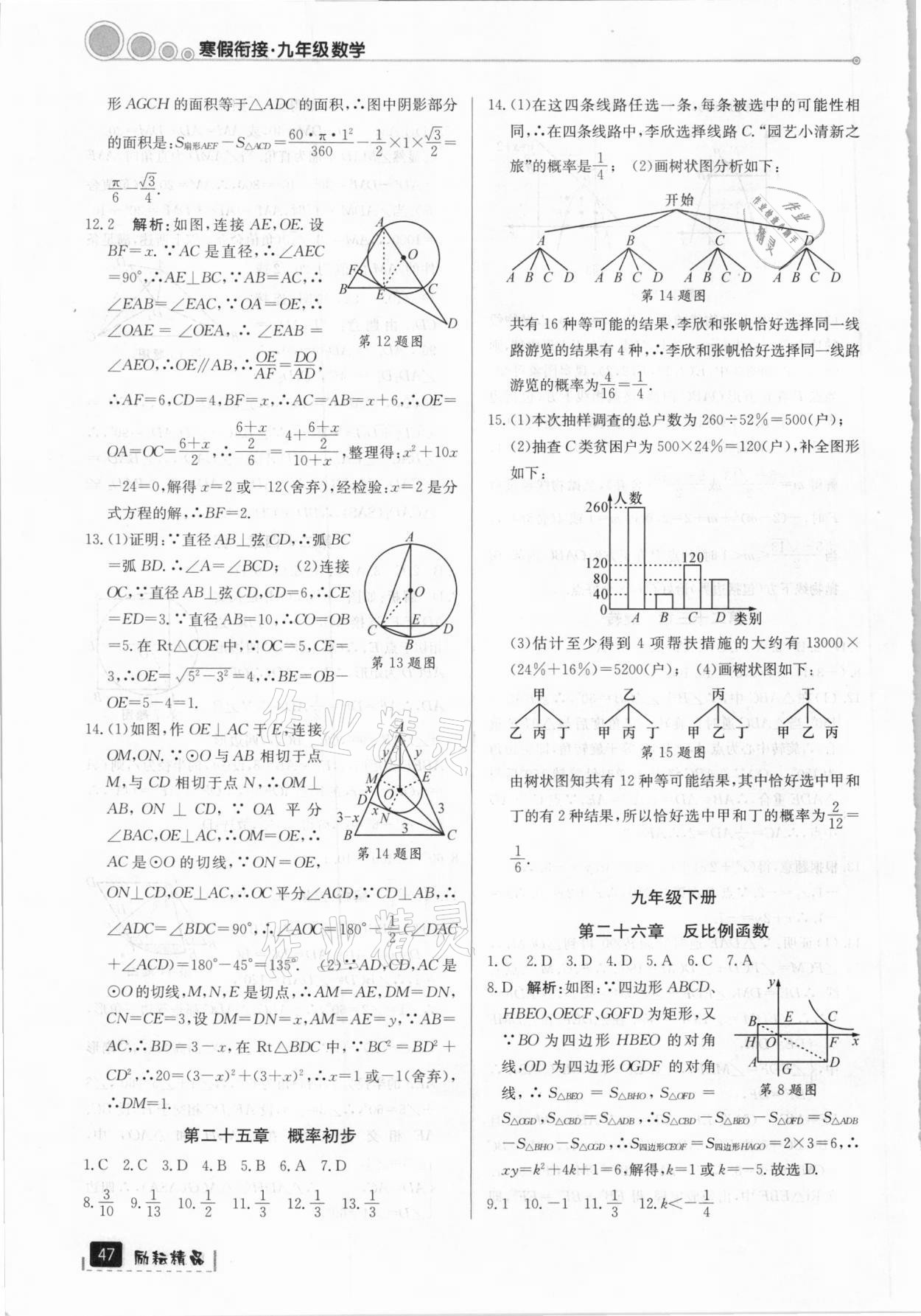 2021年寒假銜接九年級數學人教版延邊人民出版社 參考答案第3頁