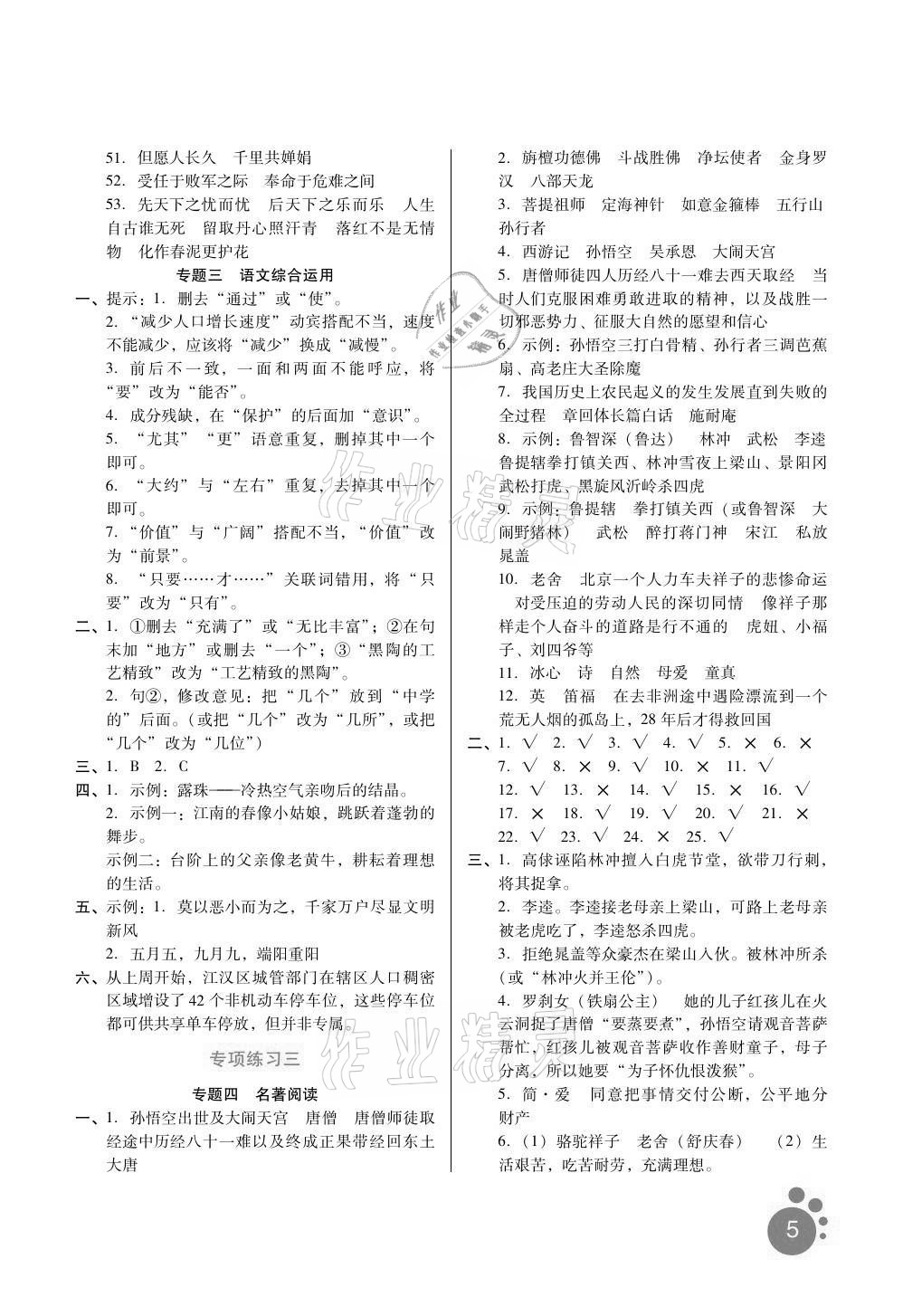 2021年寒假生活九年級語文中學(xué)知識點專項練習(xí)河北人民出版社 第5頁