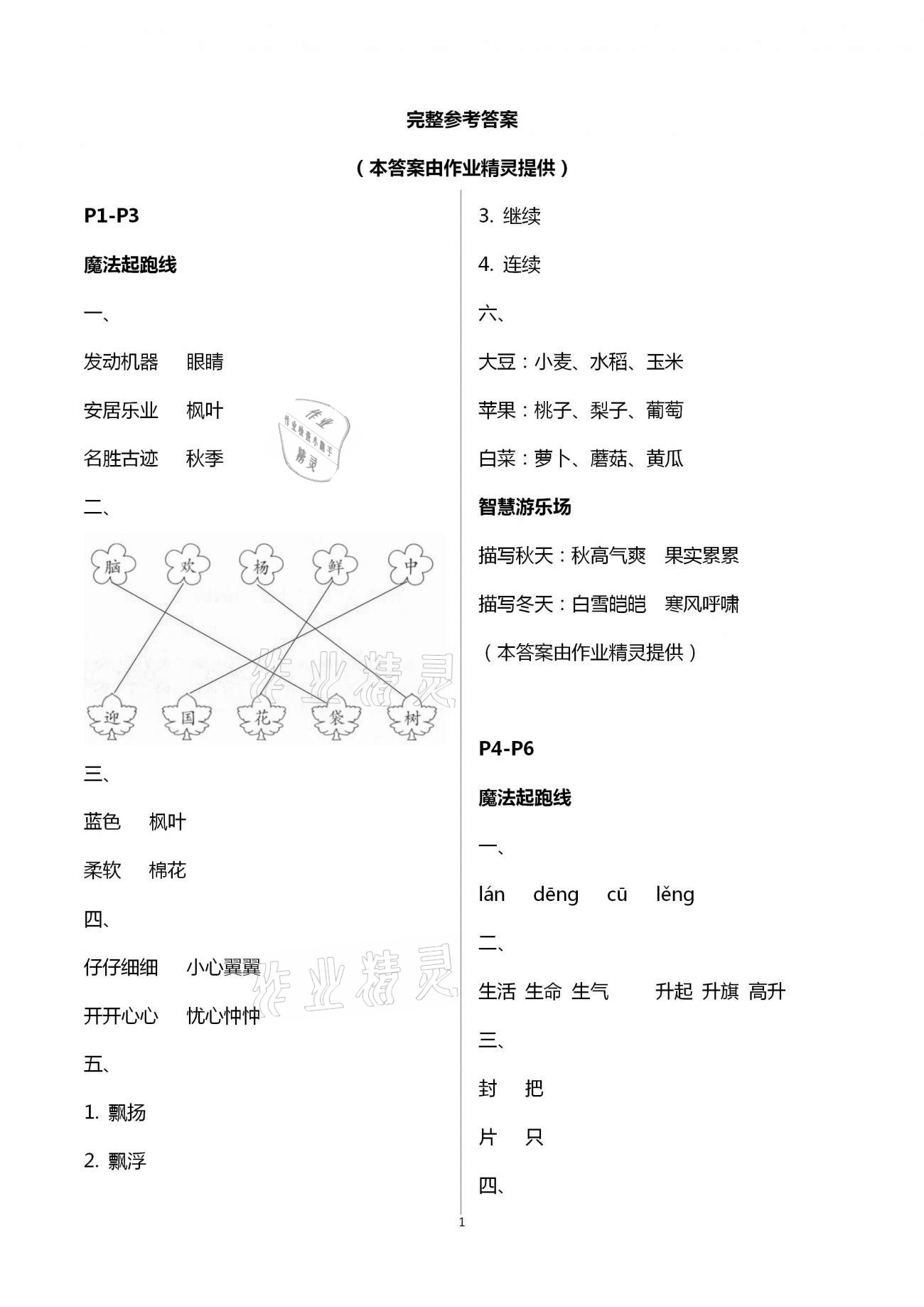 2021年君杰文化假期课堂寒假作业二年级语文 第1页