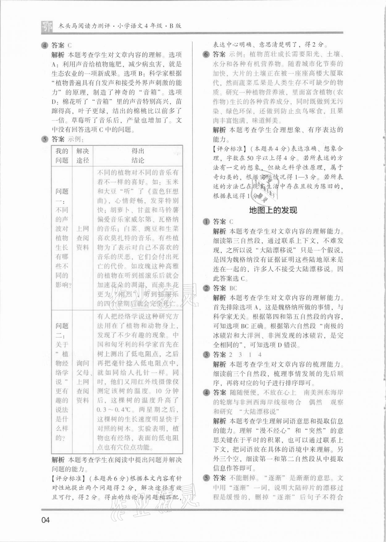 2021年木頭馬閱讀力測(cè)評(píng)四年級(jí)語(yǔ)文B版武漢專版 參考答案第4頁(yè)