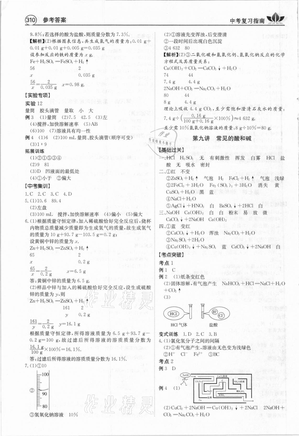 2021年百年學(xué)典中考復(fù)習(xí)指南化學(xué)廣東專版 參考答案第6頁