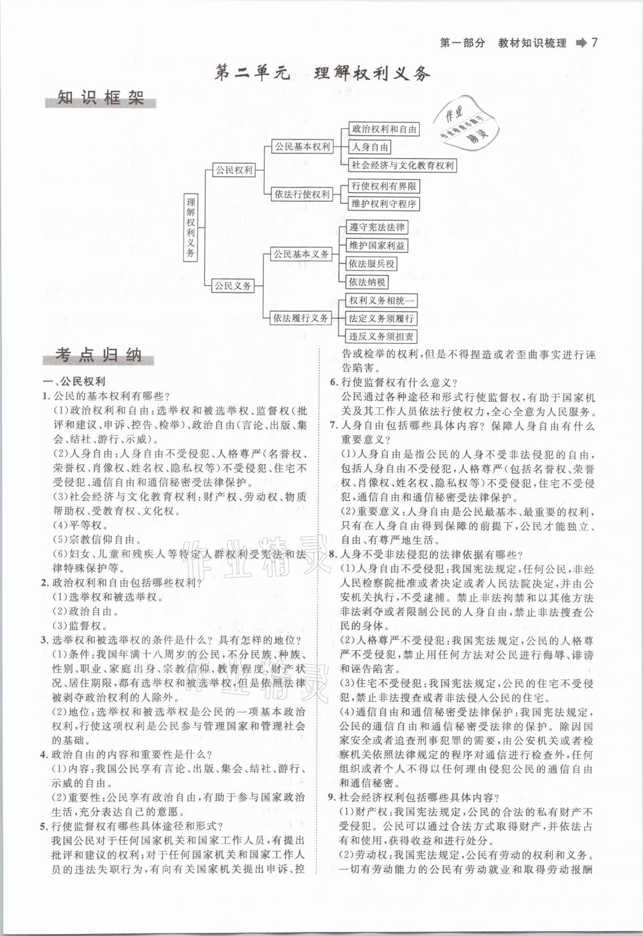 2021年簡(jiǎn)易通中考總復(fù)習(xí)道德與法治 參考答案第7頁