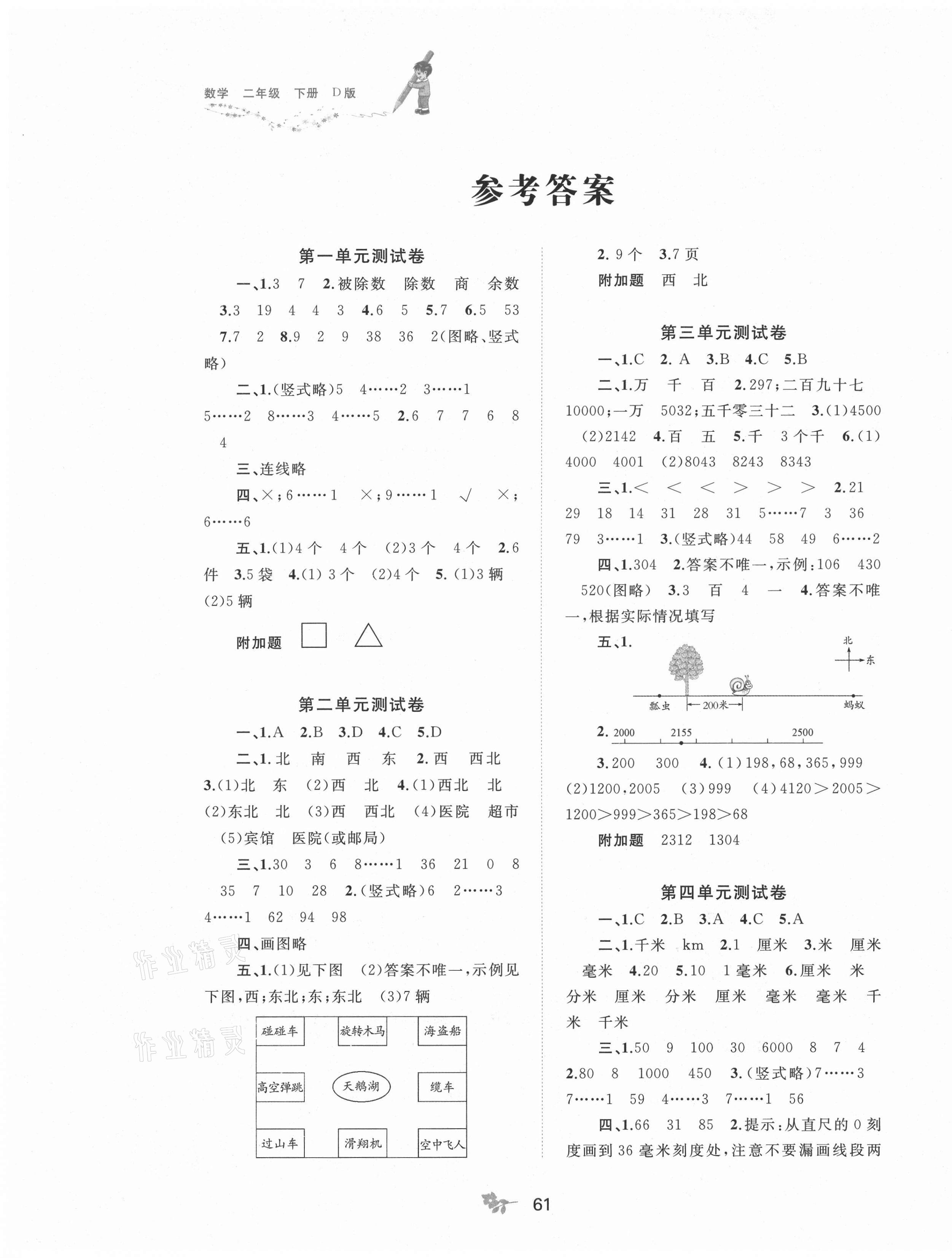 2021年新課程學(xué)習(xí)與測(cè)評(píng)單元雙測(cè)二年級(jí)數(shù)學(xué)下冊(cè)北師大版D版 第1頁