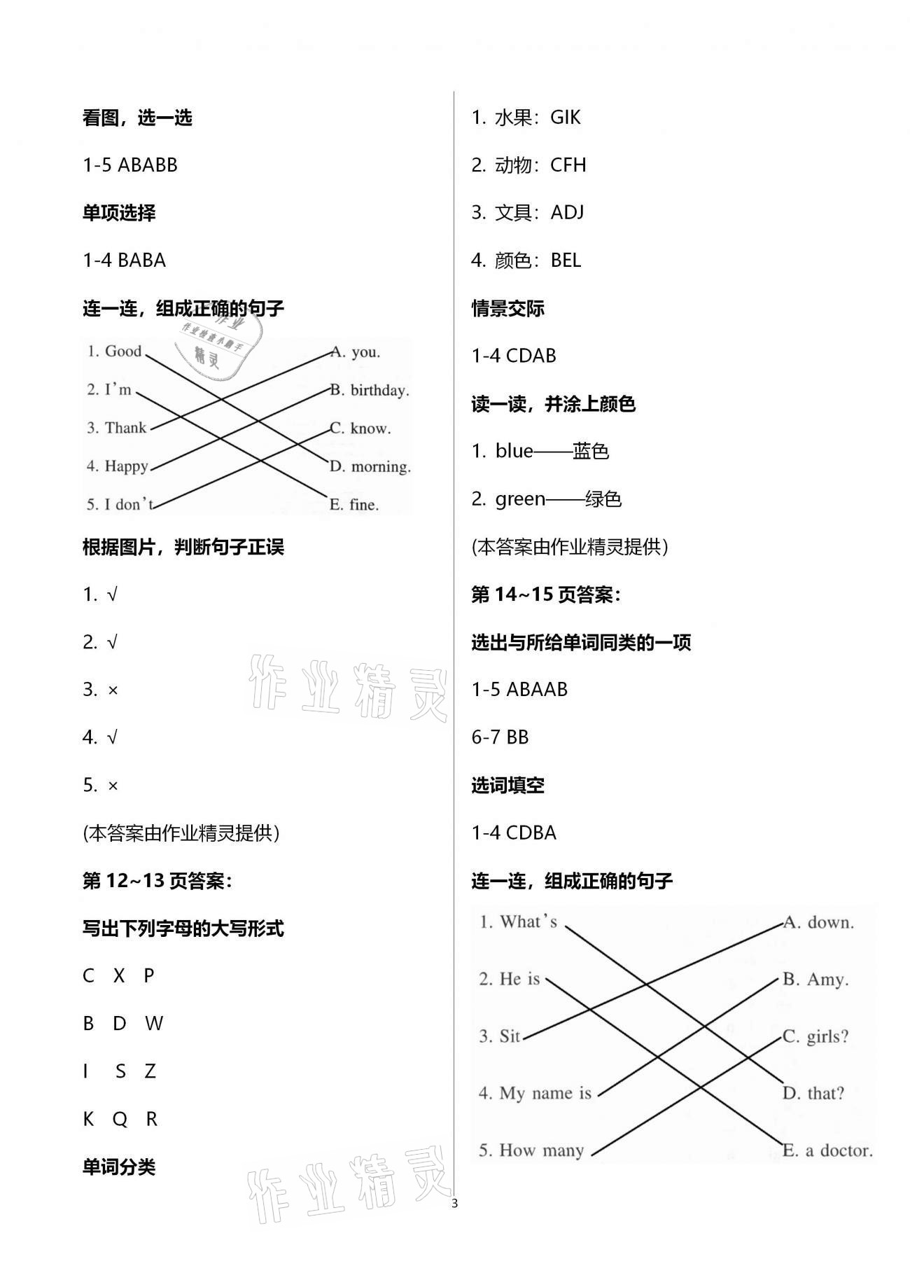 2021年开心每一天寒假作业三年级英语 第3页