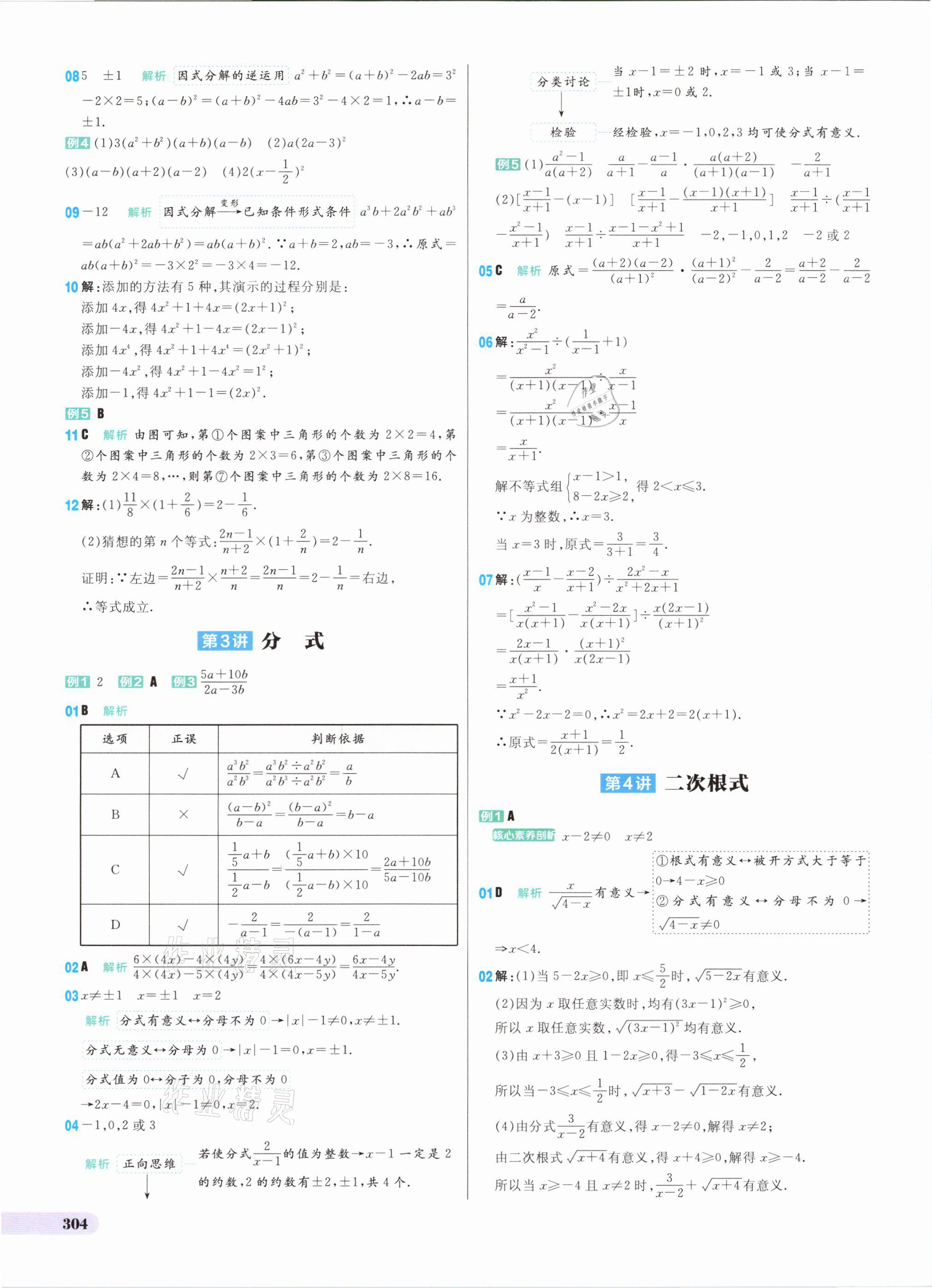 2021年考出好成績中考總復習數學 參考答案第2頁