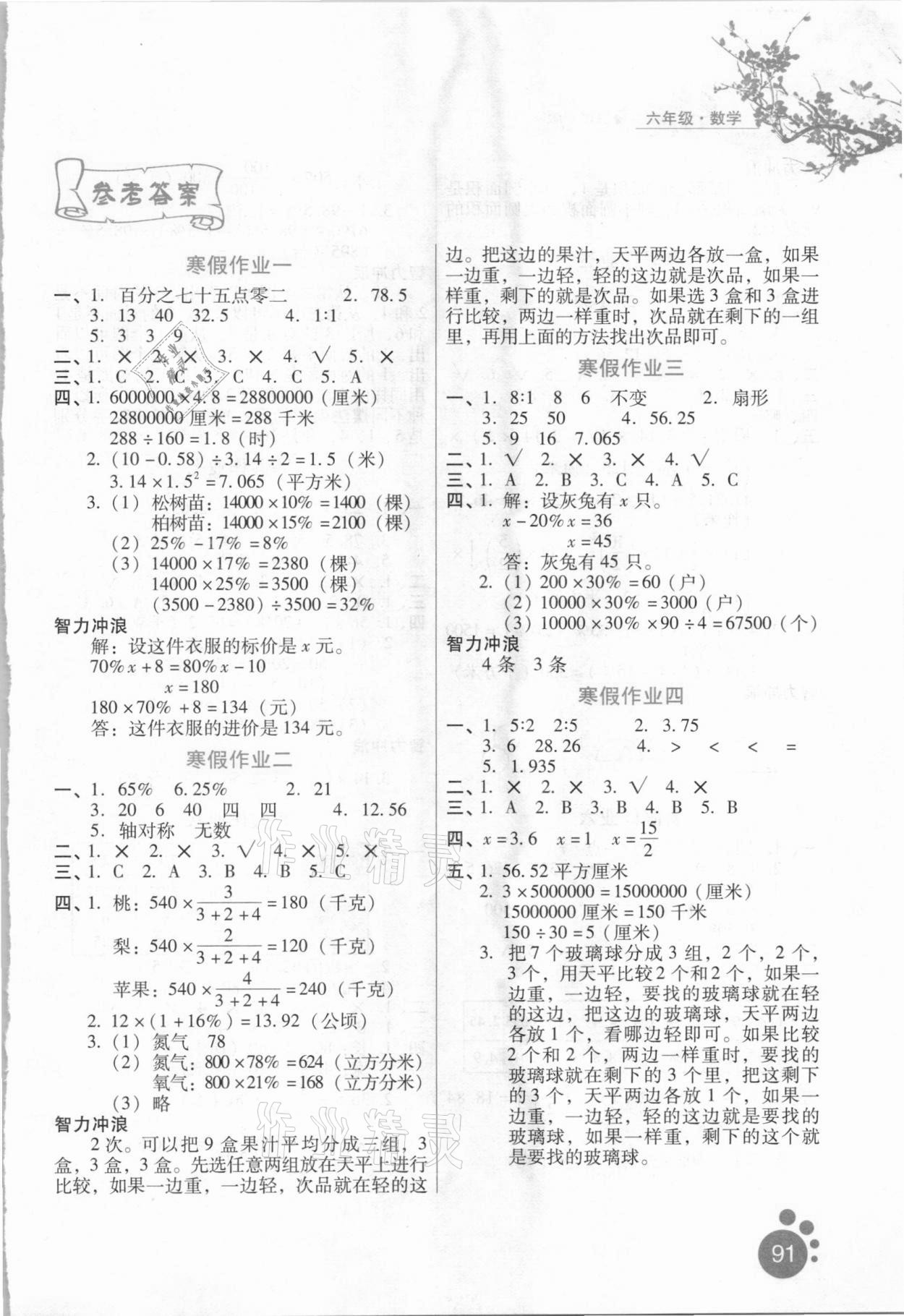 2021年寒假生活六年級數(shù)學區(qū)域?qū)０婧颖比嗣癯霭嫔?nbsp;第1頁