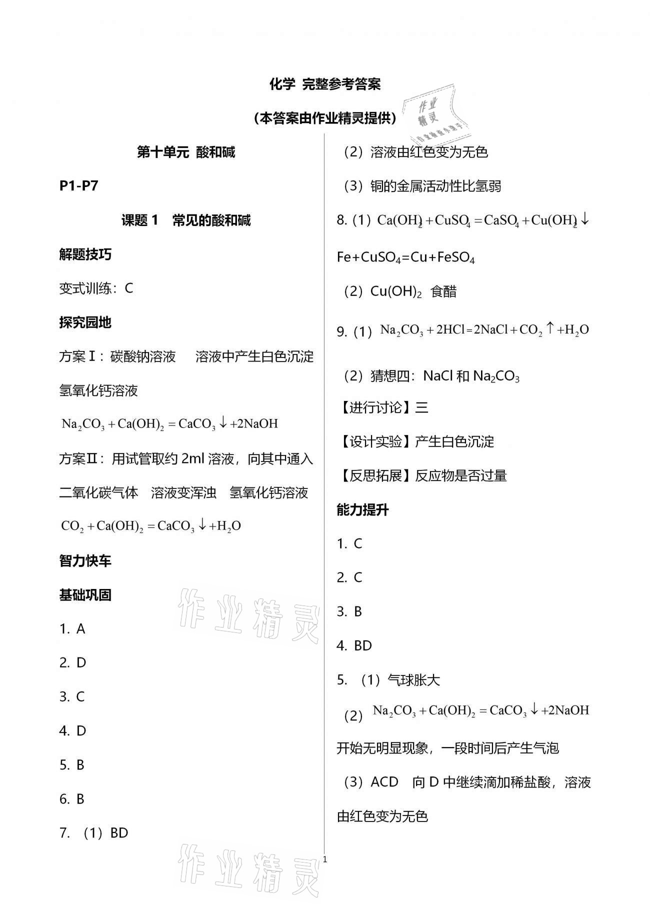 2021年行知天下九年级化学下册人教版 第1页