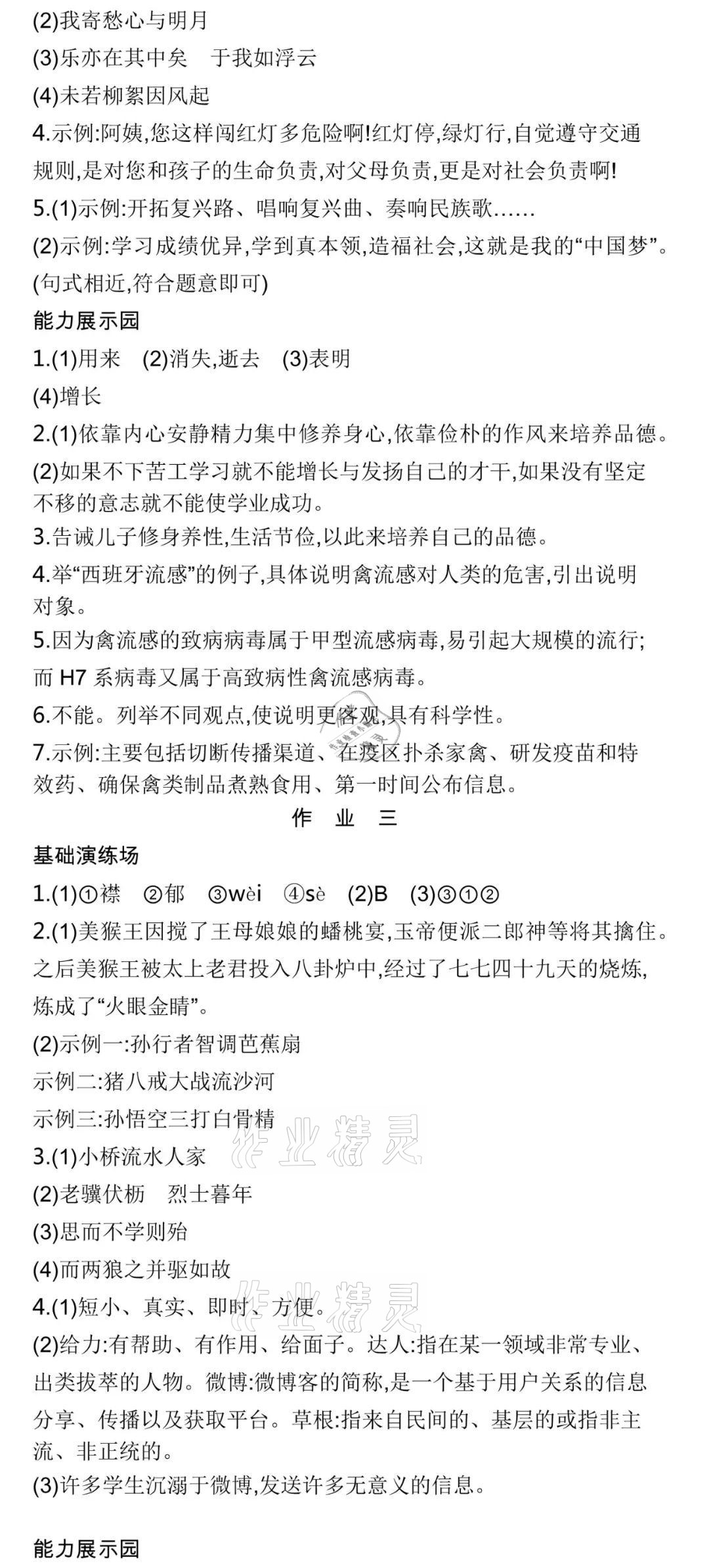 2021年新视野寒假作业七年级 参考答案第2页