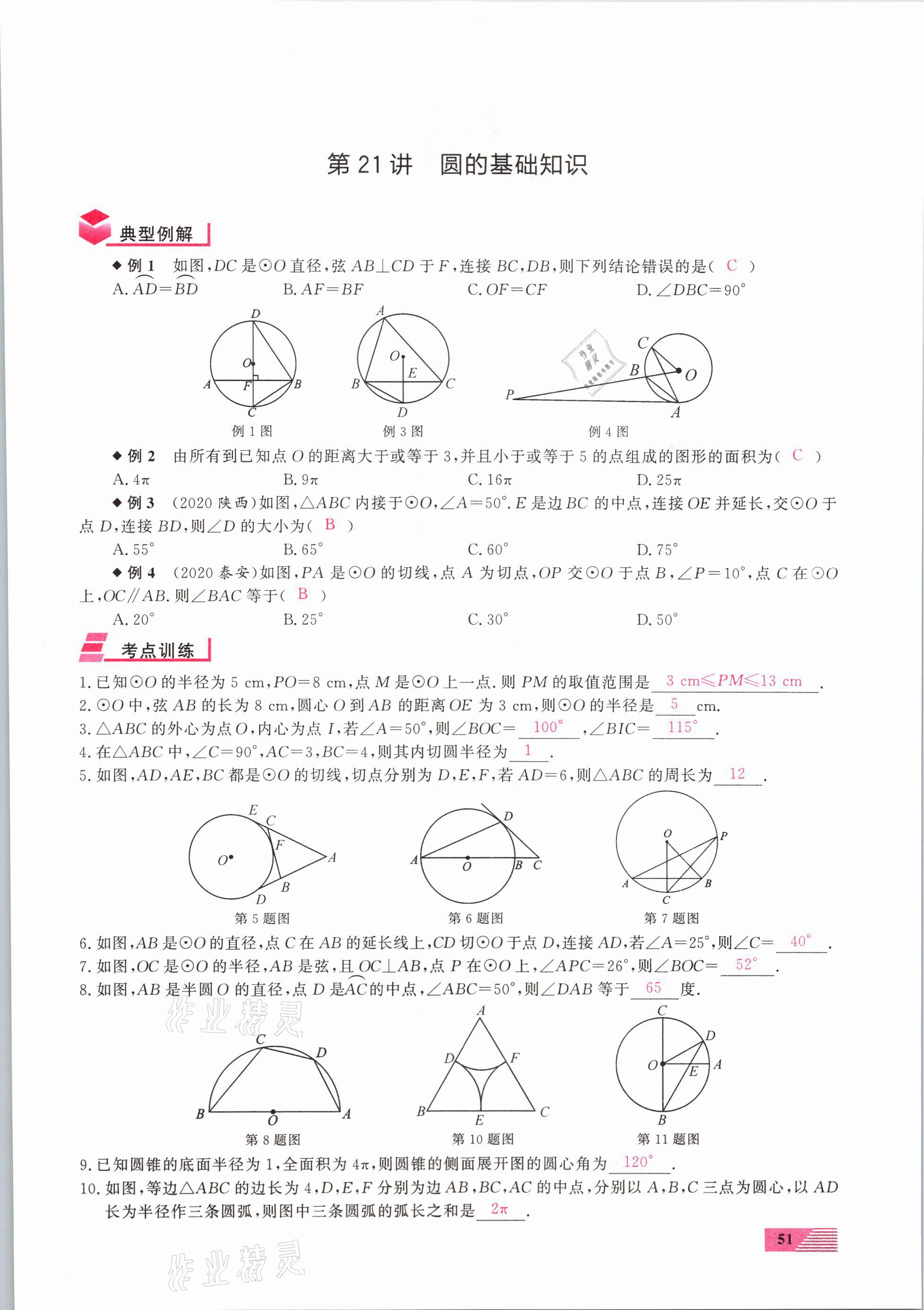 2021年新動力一品中考數(shù)學(xué)螺旋復(fù)習(xí)法 參考答案第51頁