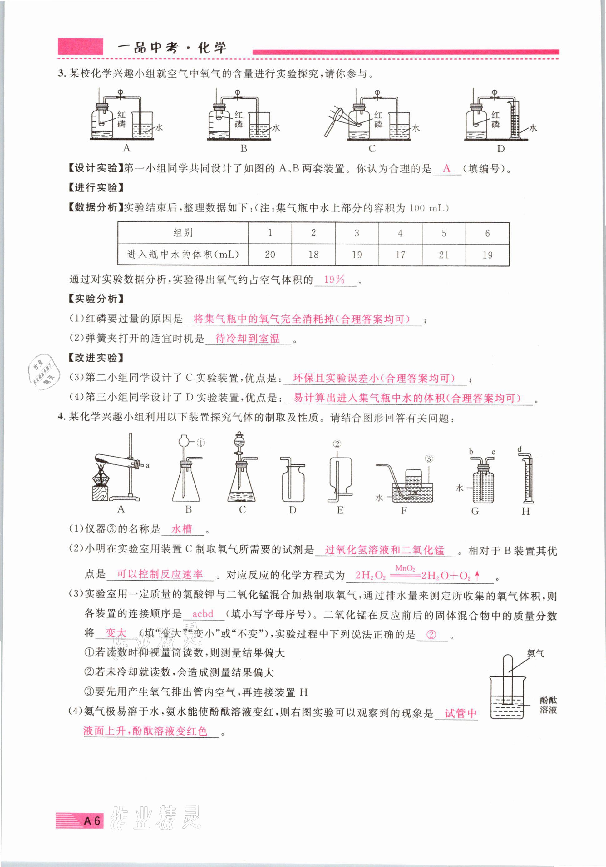 2021年新動(dòng)力一品中考化學(xué)螺旋復(fù)習(xí)法 參考答案第6頁