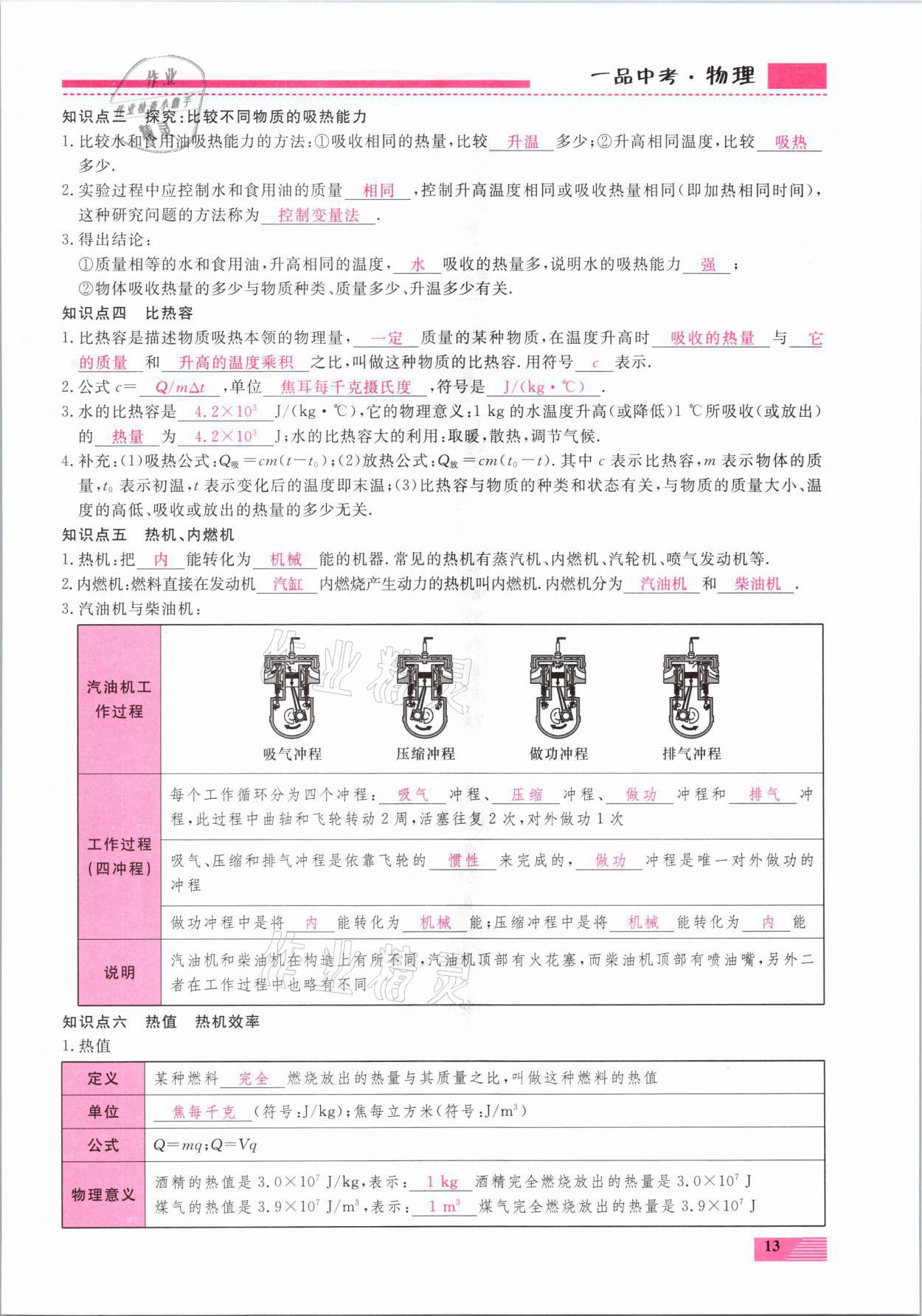 2021年新動力一品中考物理螺旋復習法 參考答案第13頁