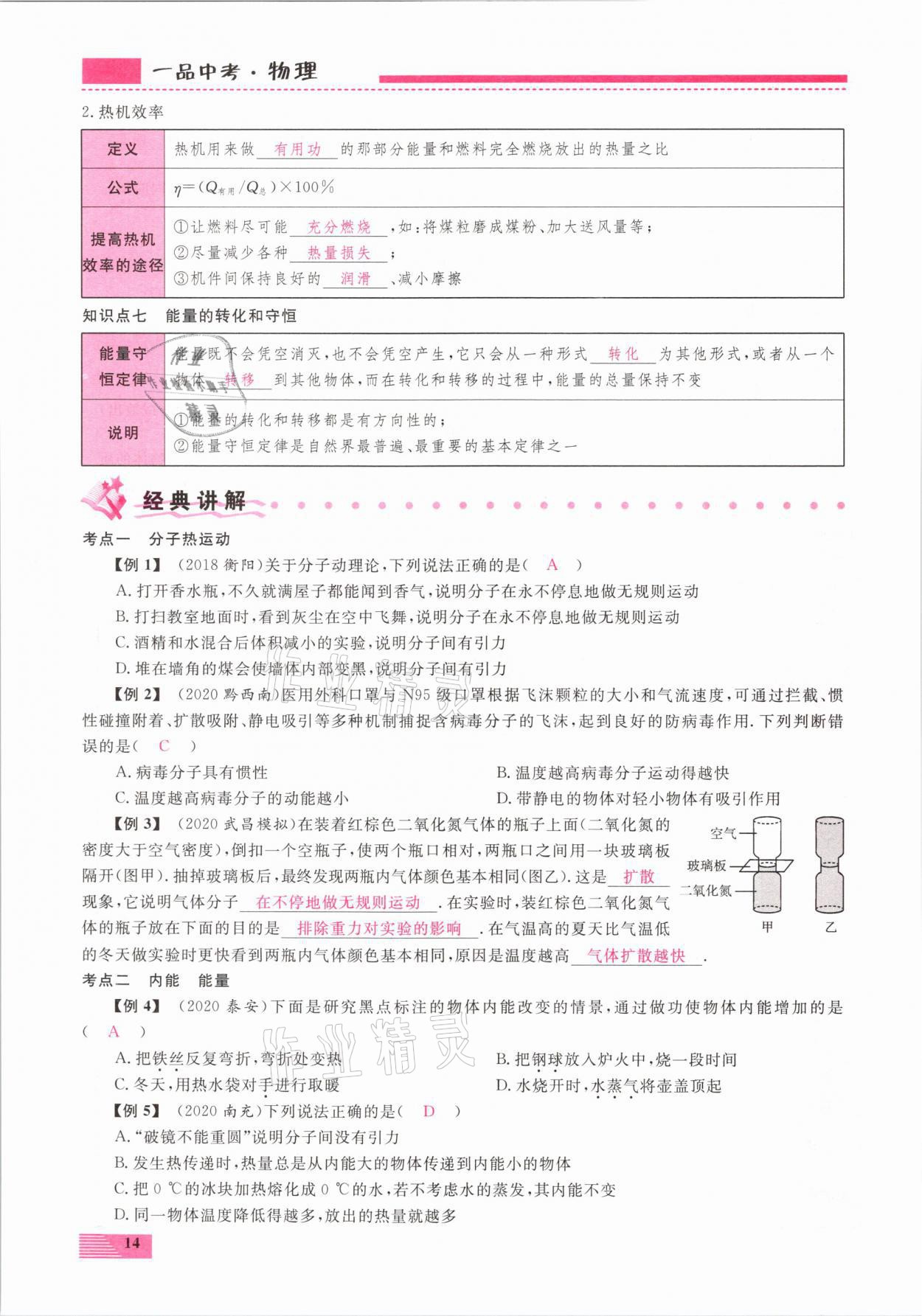 2021年新動力一品中考物理螺旋復(fù)習(xí)法 參考答案第14頁